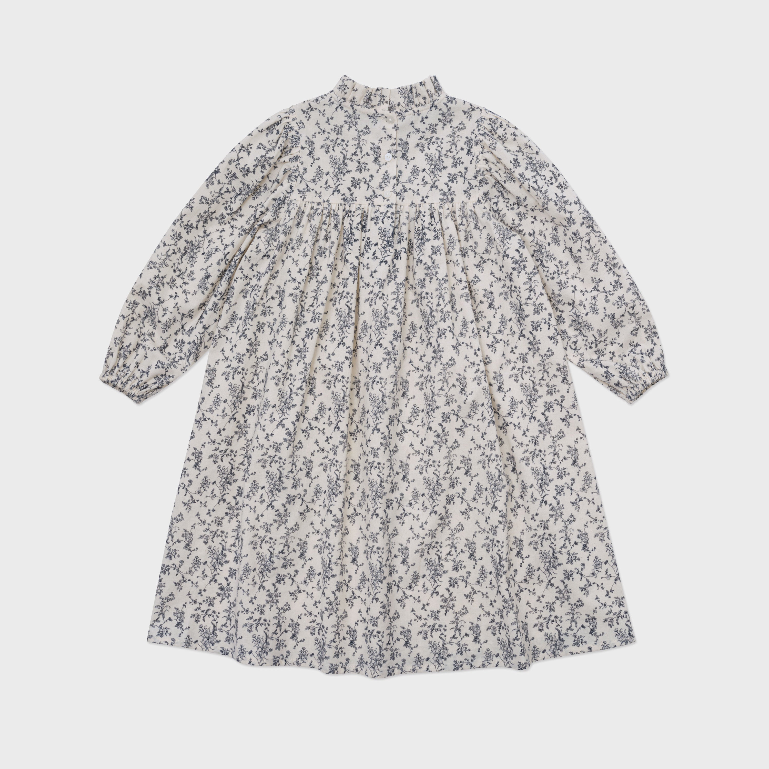 Girls Navy Floral Cotton Dress