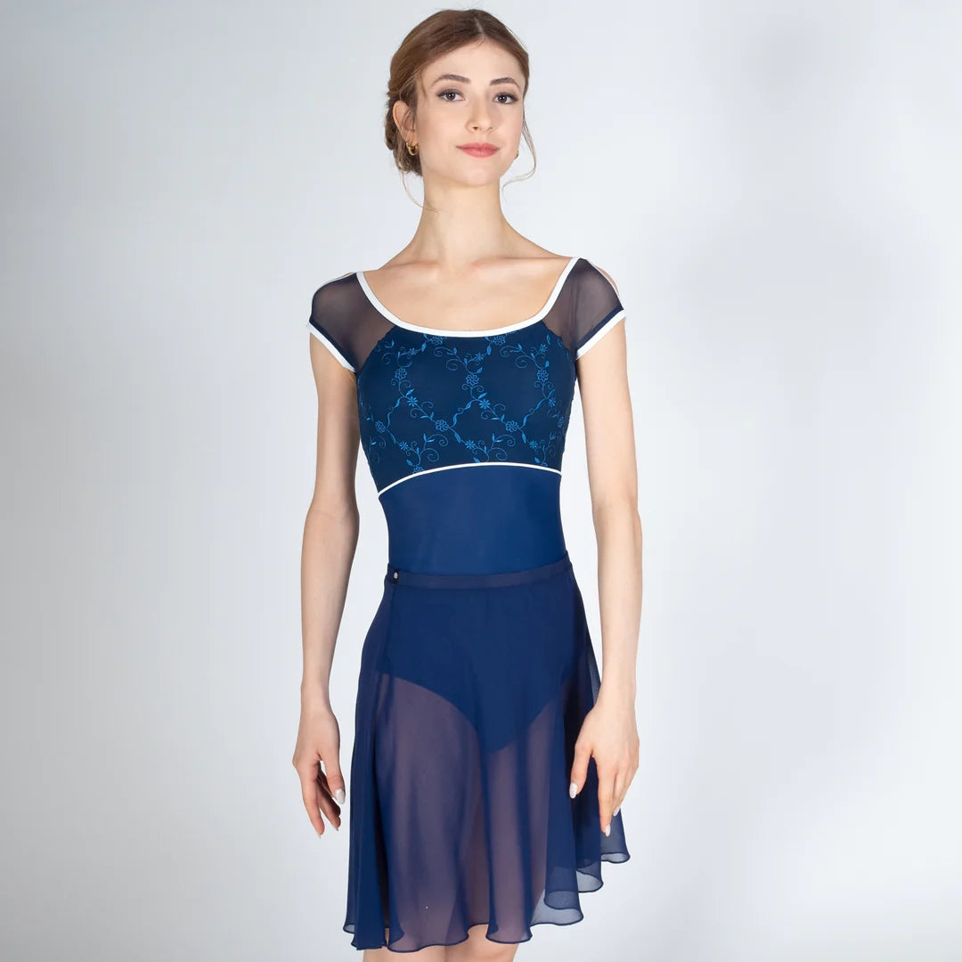 Women Navy Embroidered Ballet Onesies