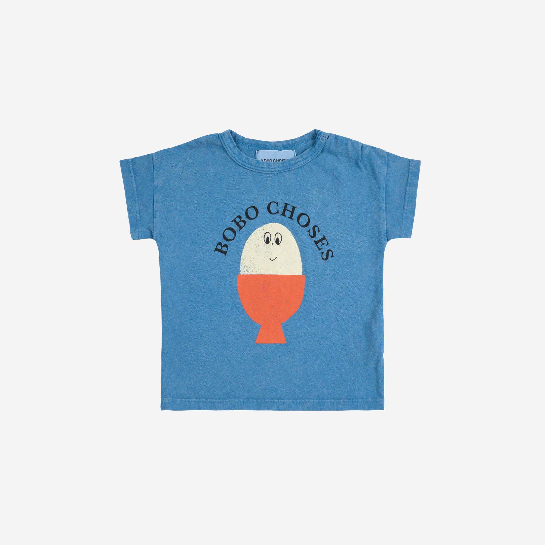 Baby Boys & Girls Blue Printed Logo Cotton T-Shirt