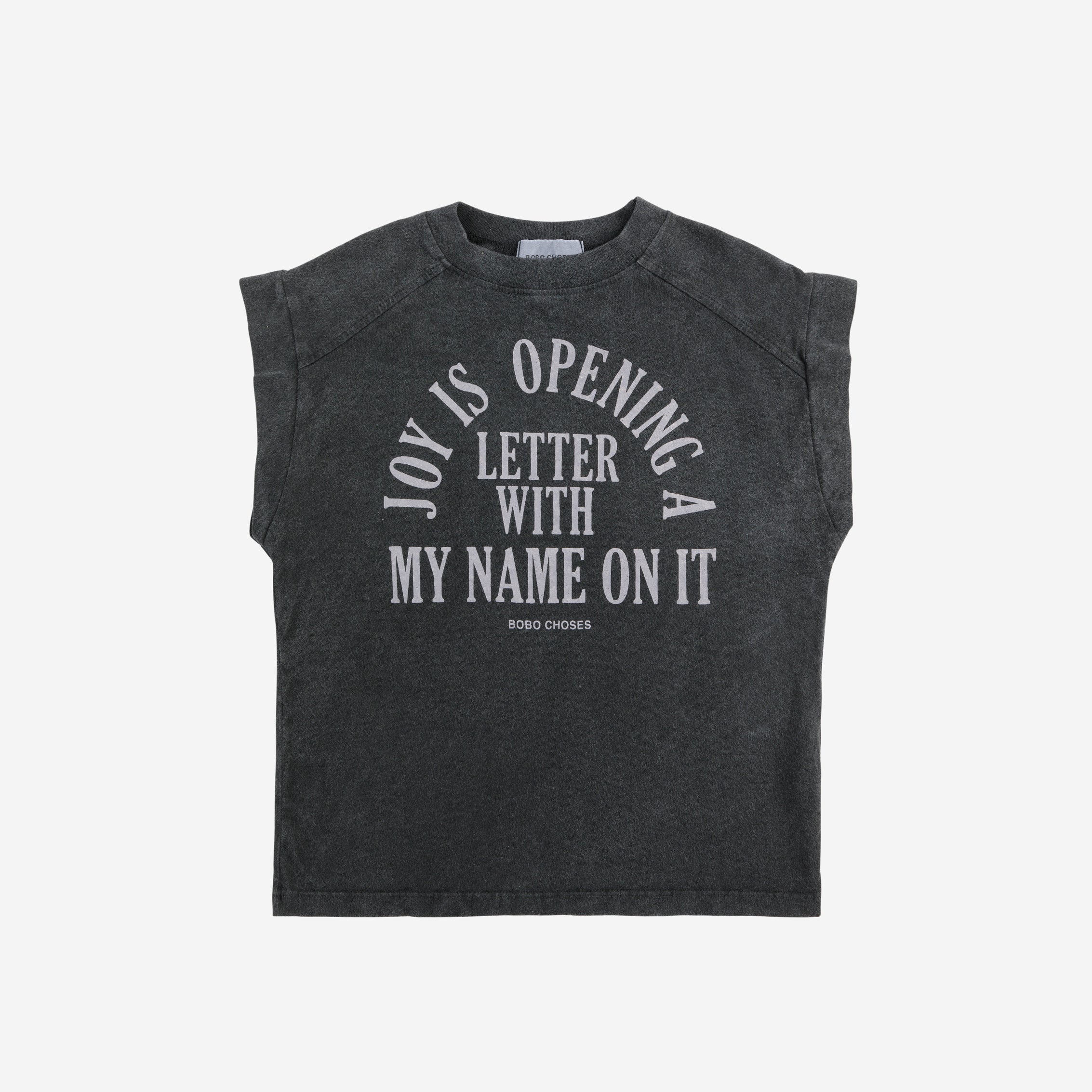 Boys Black Printed Letters Cotton Vest