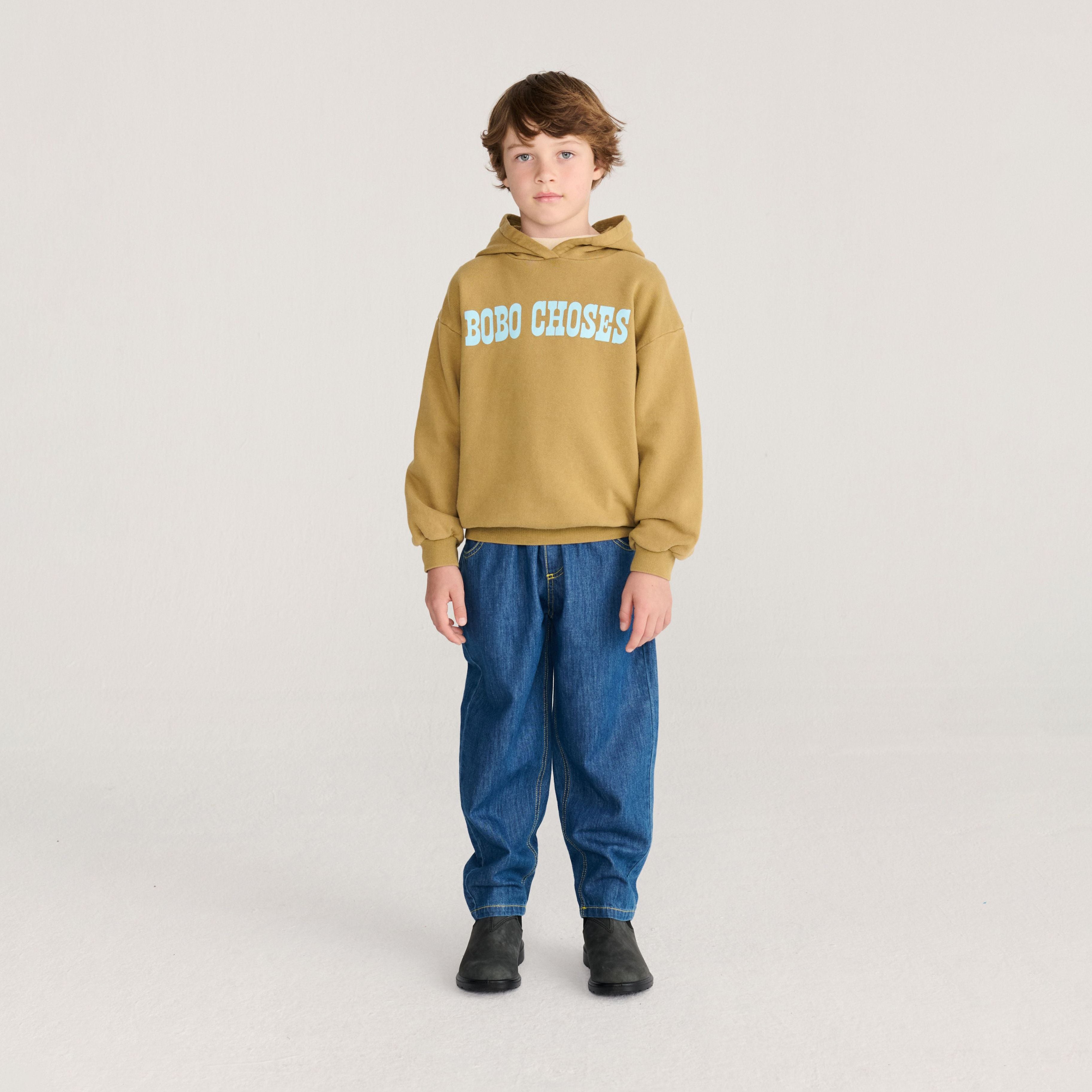 Boys & Girls Khaki Hooded Cotton Sweatshirt