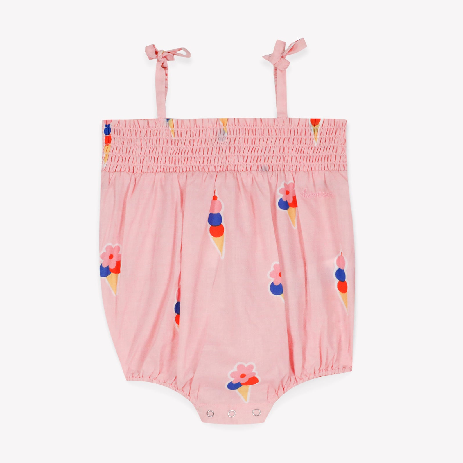 Baby Girls Pink Ice-Cream Printed Cotton Jumpsuit