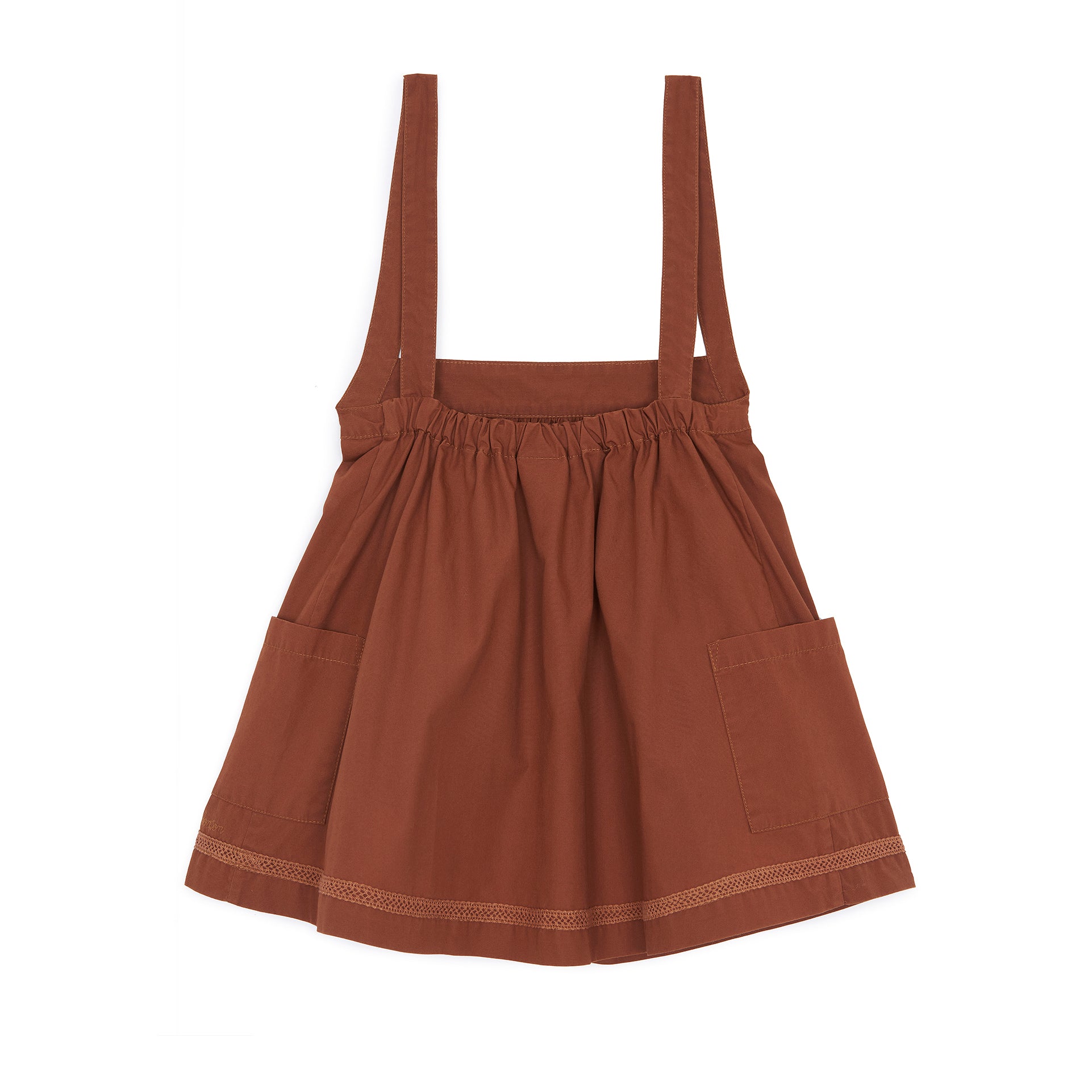 Girls Brown Cotton Strap Dress