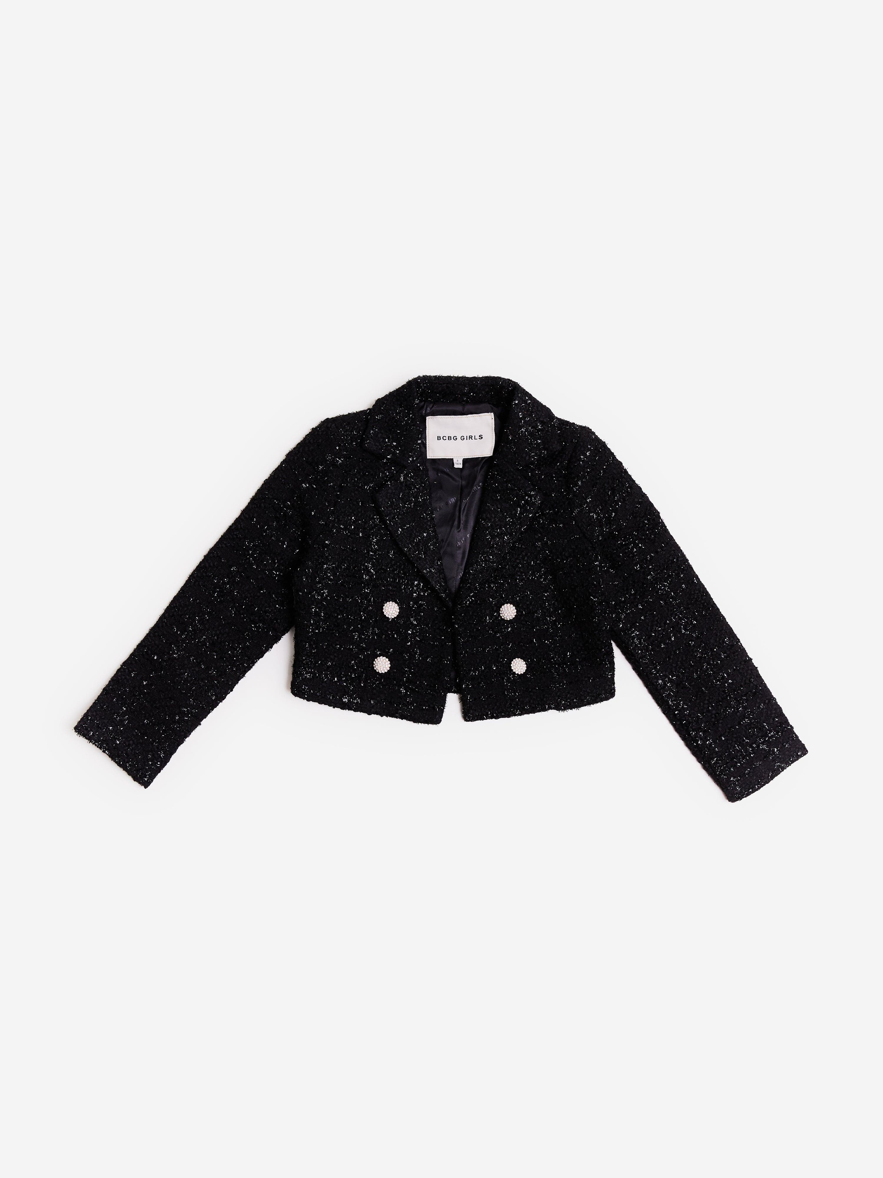 Girls Tweed Blazer in Black