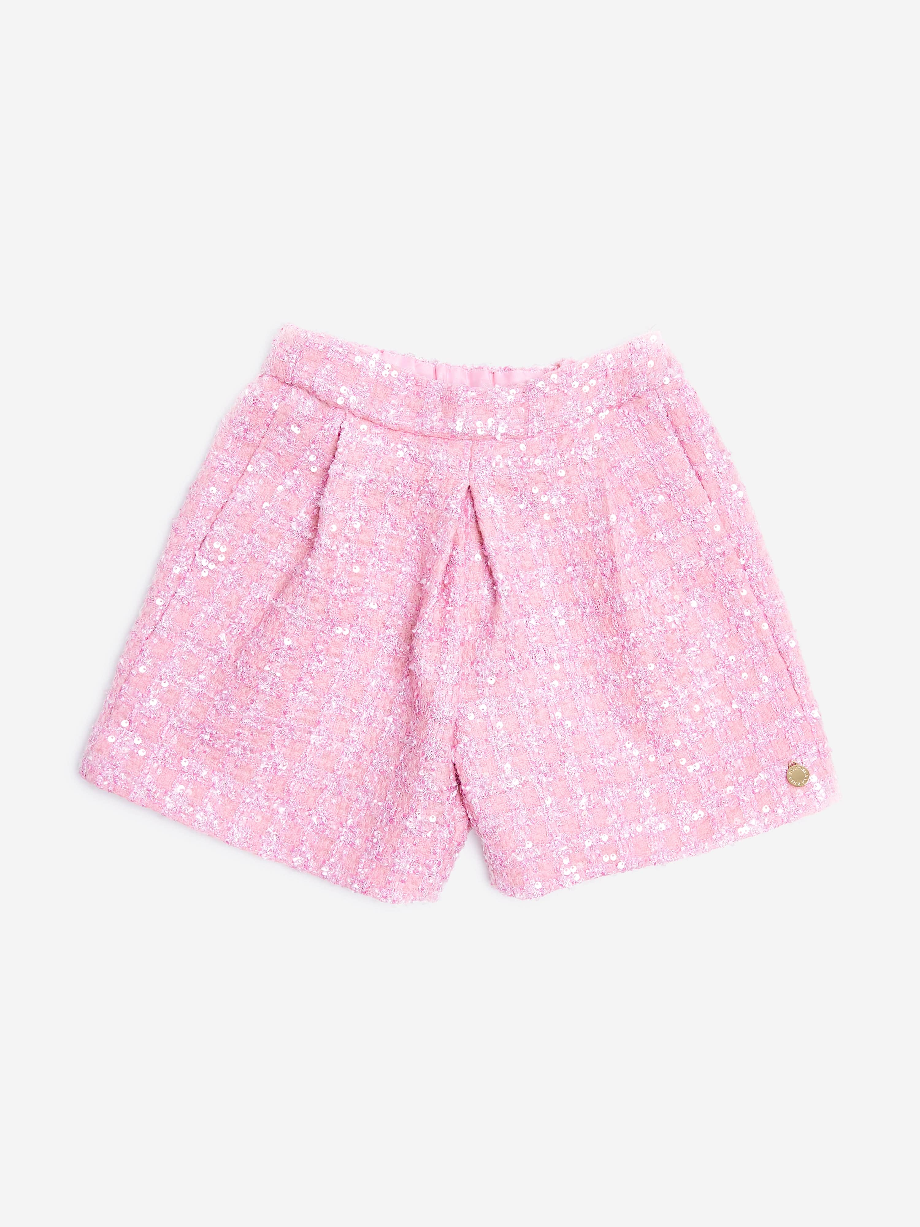 BCBG Girls Tweed Pleated Shorts in Pink