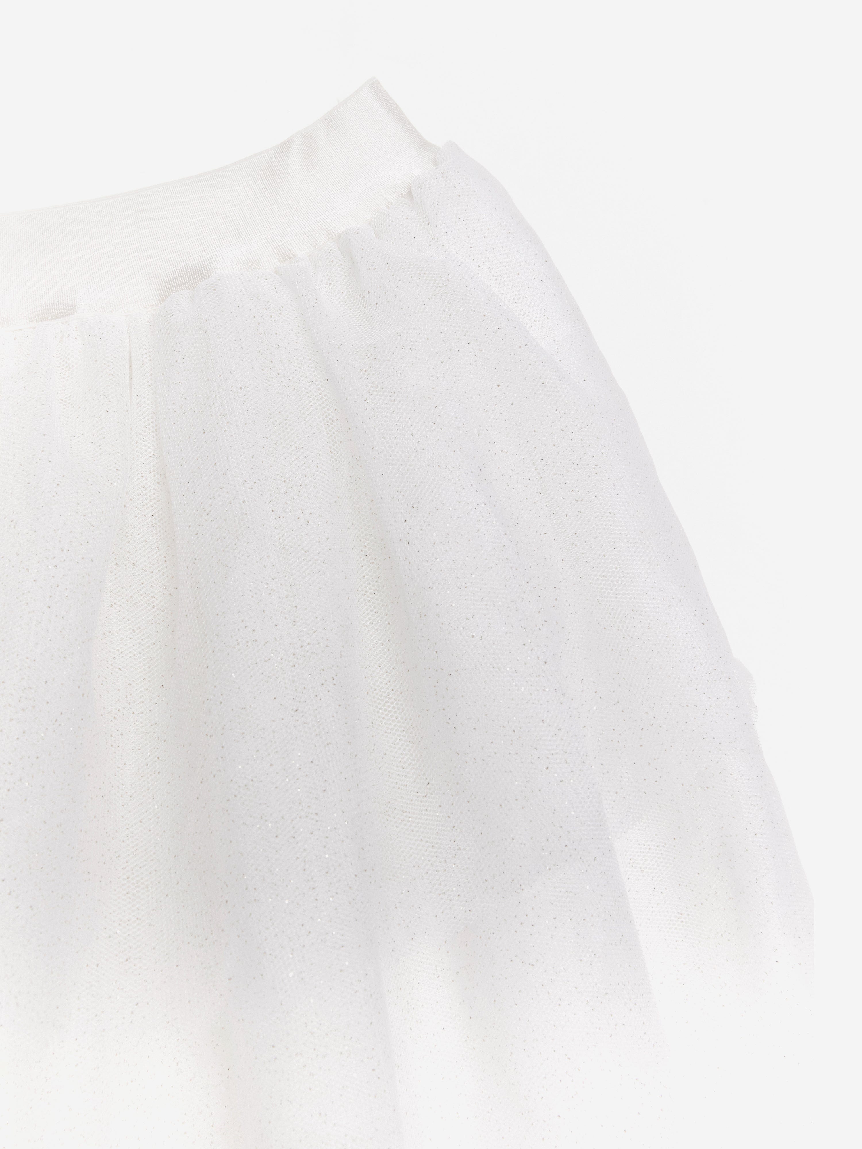 BCBG Girls Glitter Tulle Skirt in Ivory