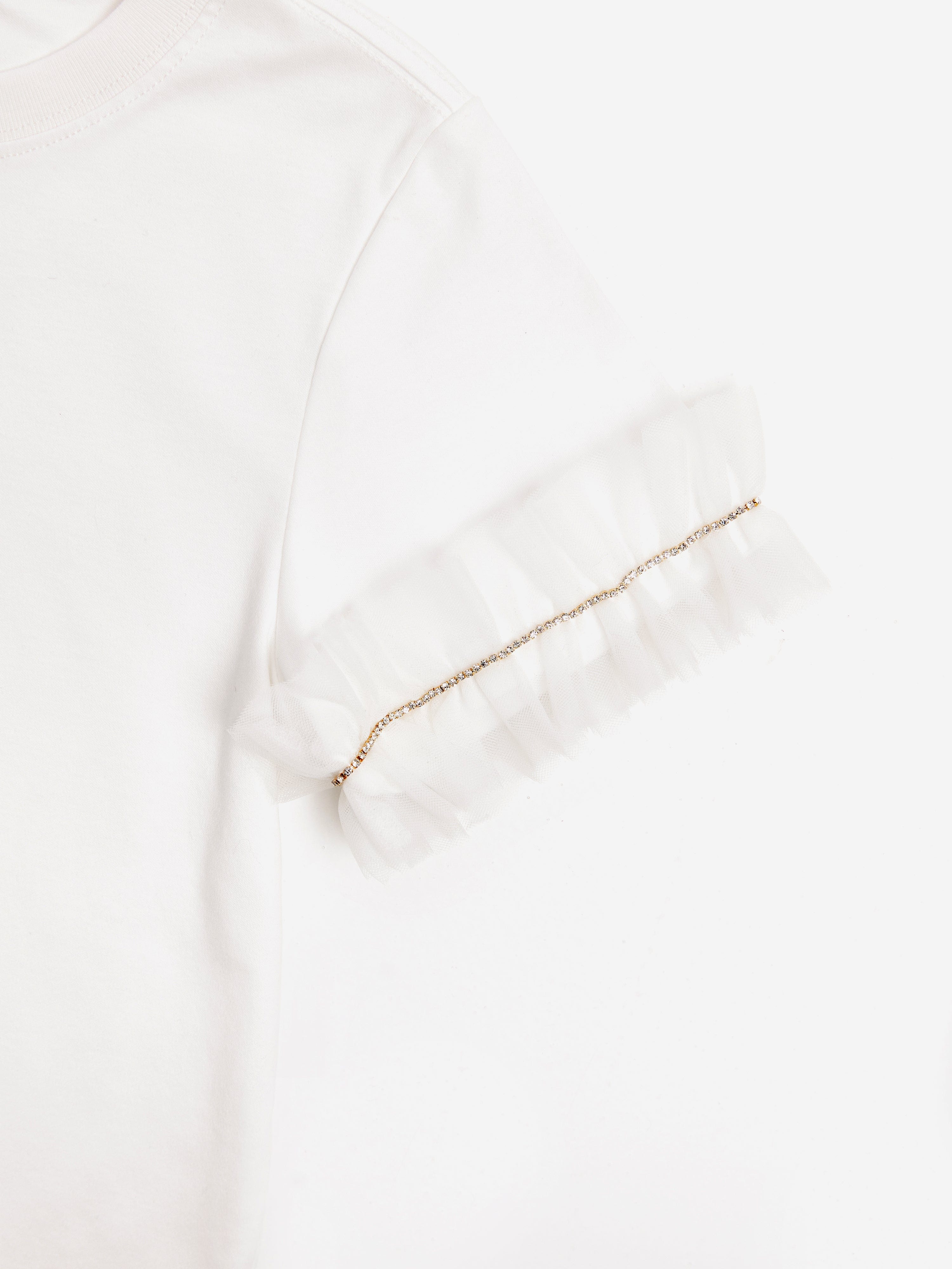 BCBG Girls Ruffle Sleeve T-Shirt in White
