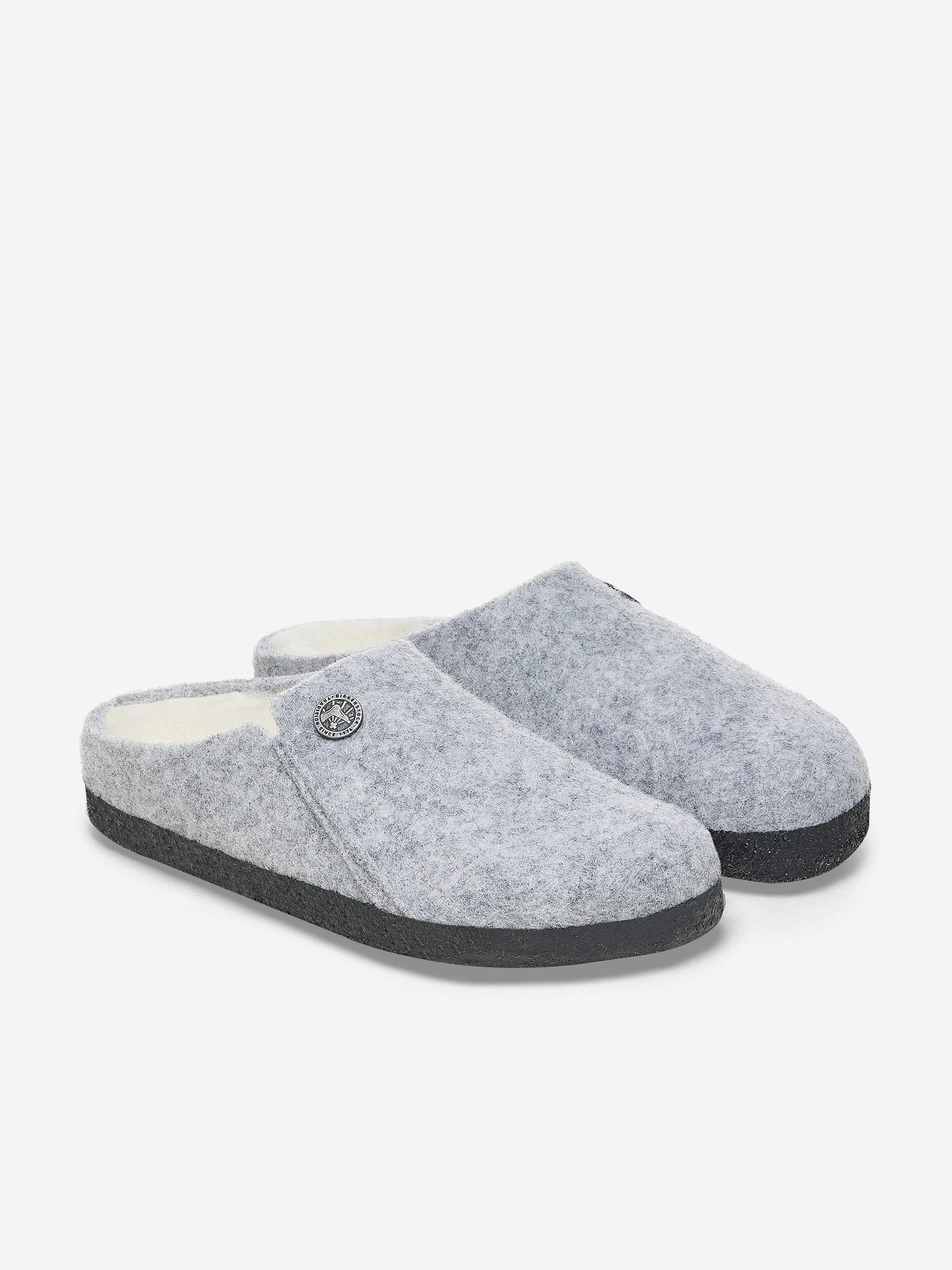 BIRKENSTOCK Boys Zermatt Felt Shearling Slippers in Grey