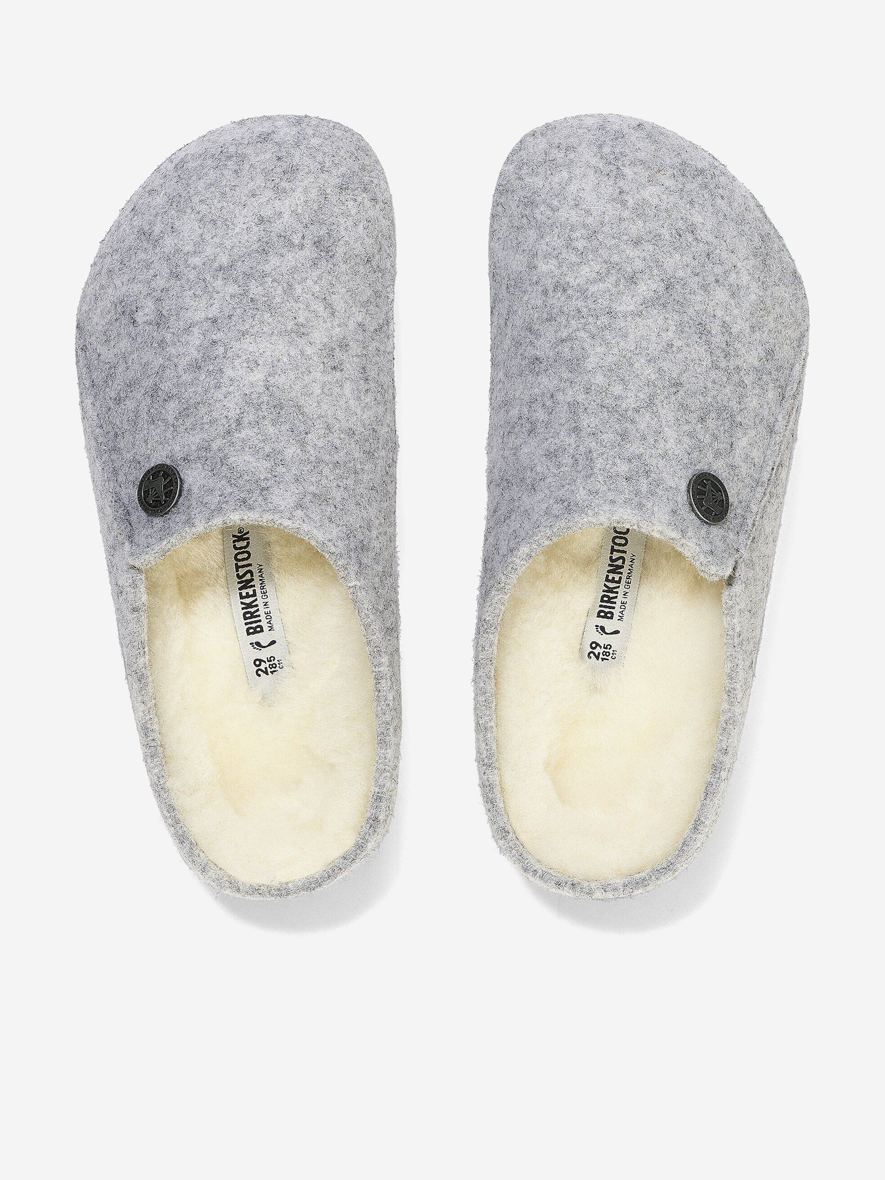BIRKENSTOCK Boys Zermatt Felt Shearling Slippers in Grey