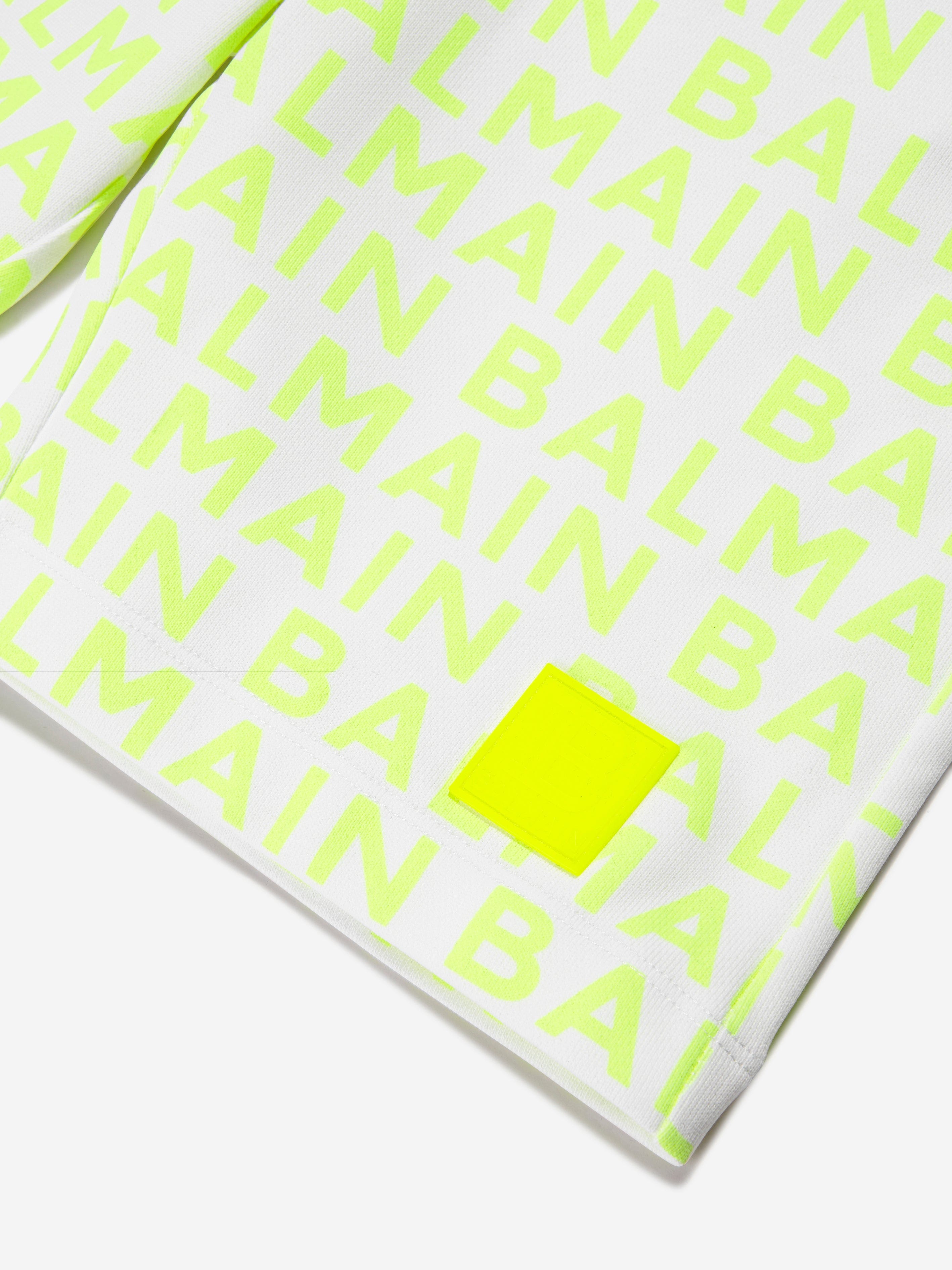Balmain Boys Logo Jersey Shorts in White