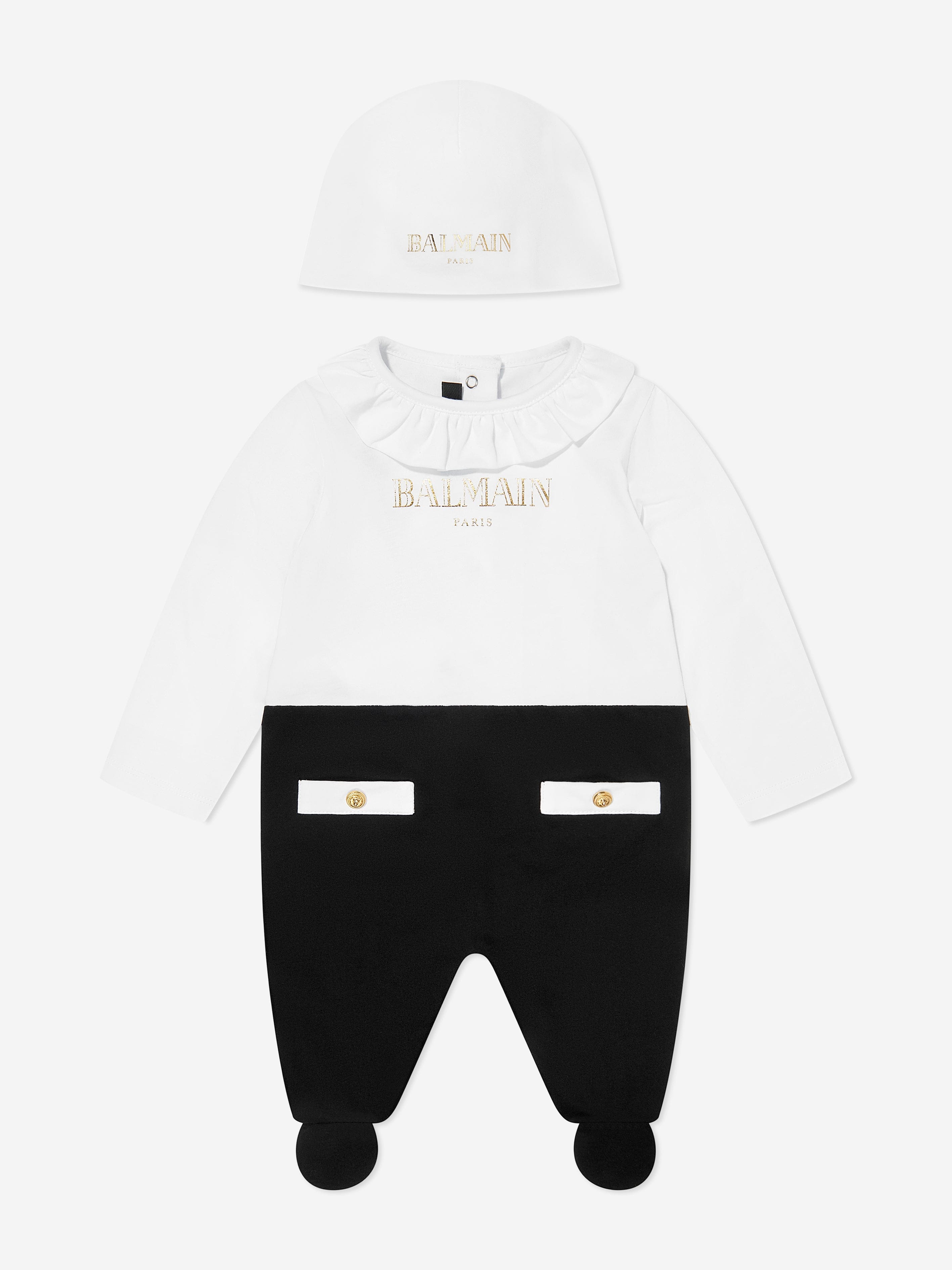 Balmain Baby Girls Babygrow Gift Set in White