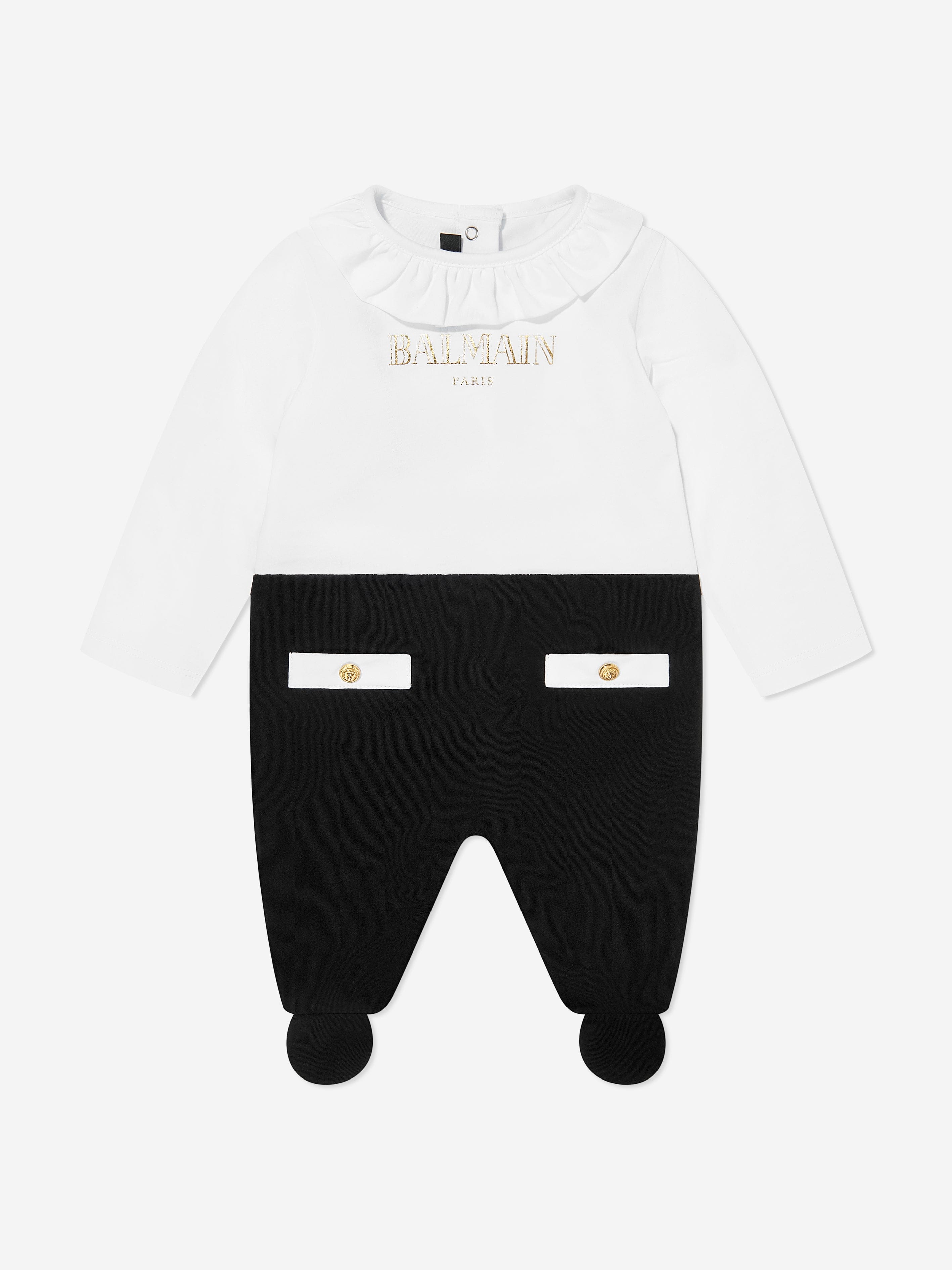 Balmain Baby Girls Babygrow Gift Set in White