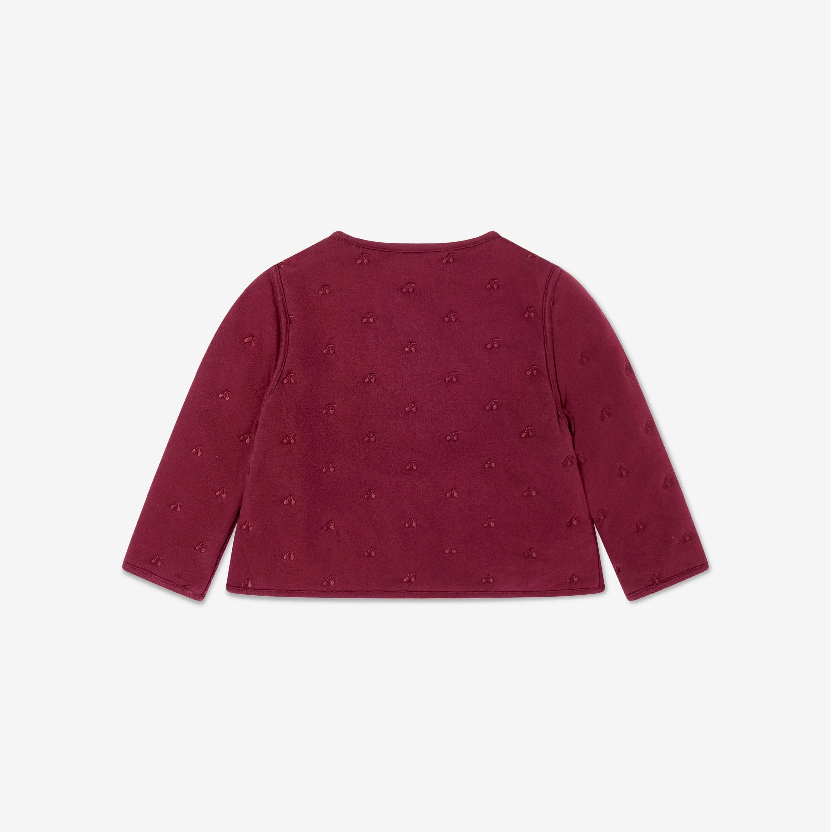 Girls Dark Red Embroidered Logo Cotton Jacket