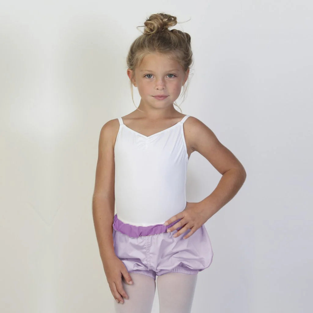 Girls White & Purple Ballet Shorts
