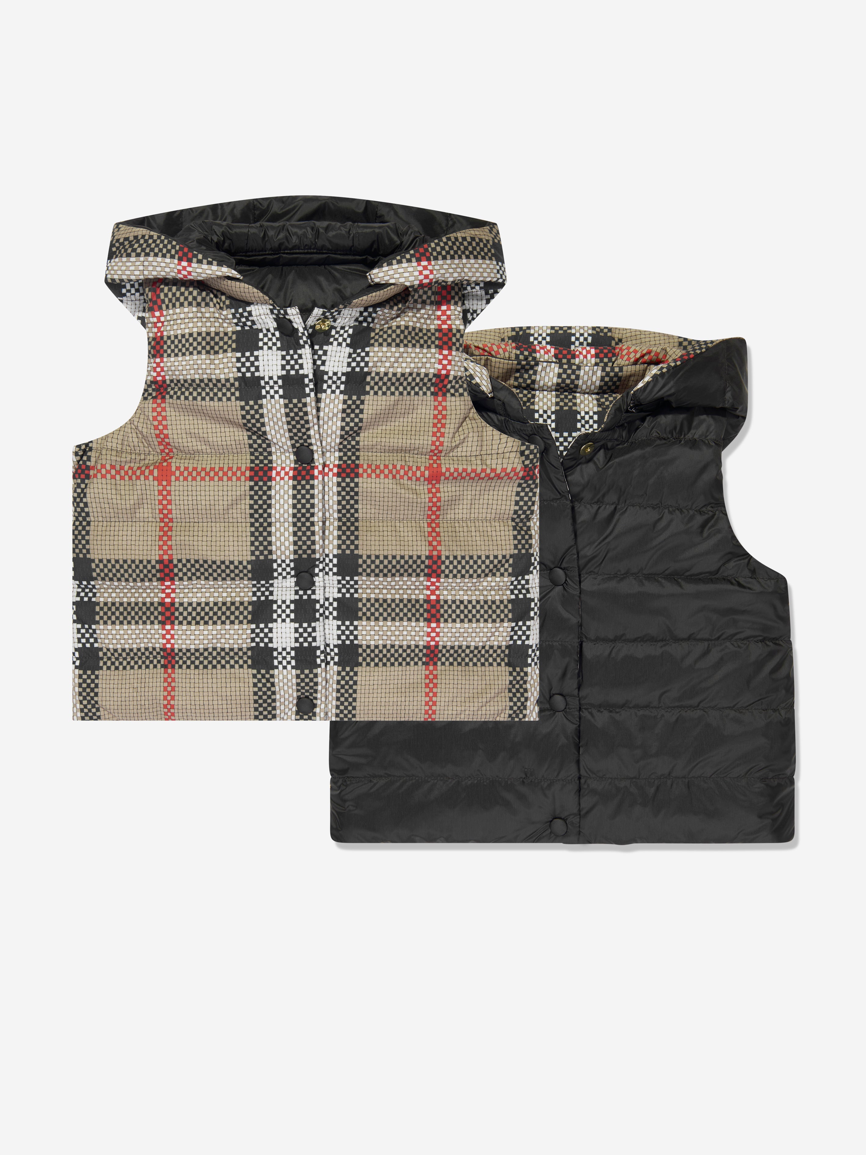 Girls Oaklee Gilet in Archive Beige Check