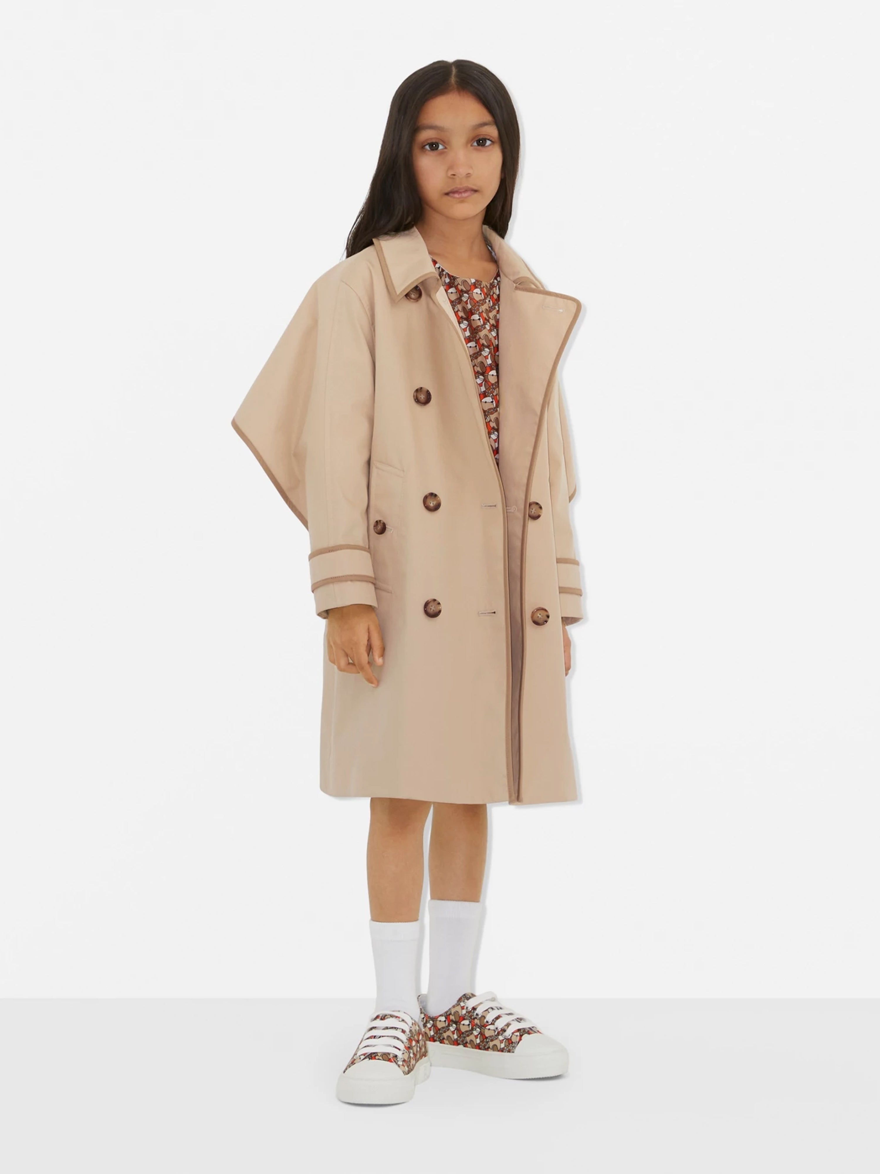 Girls Millicent Long Coat in Soft Fawn
