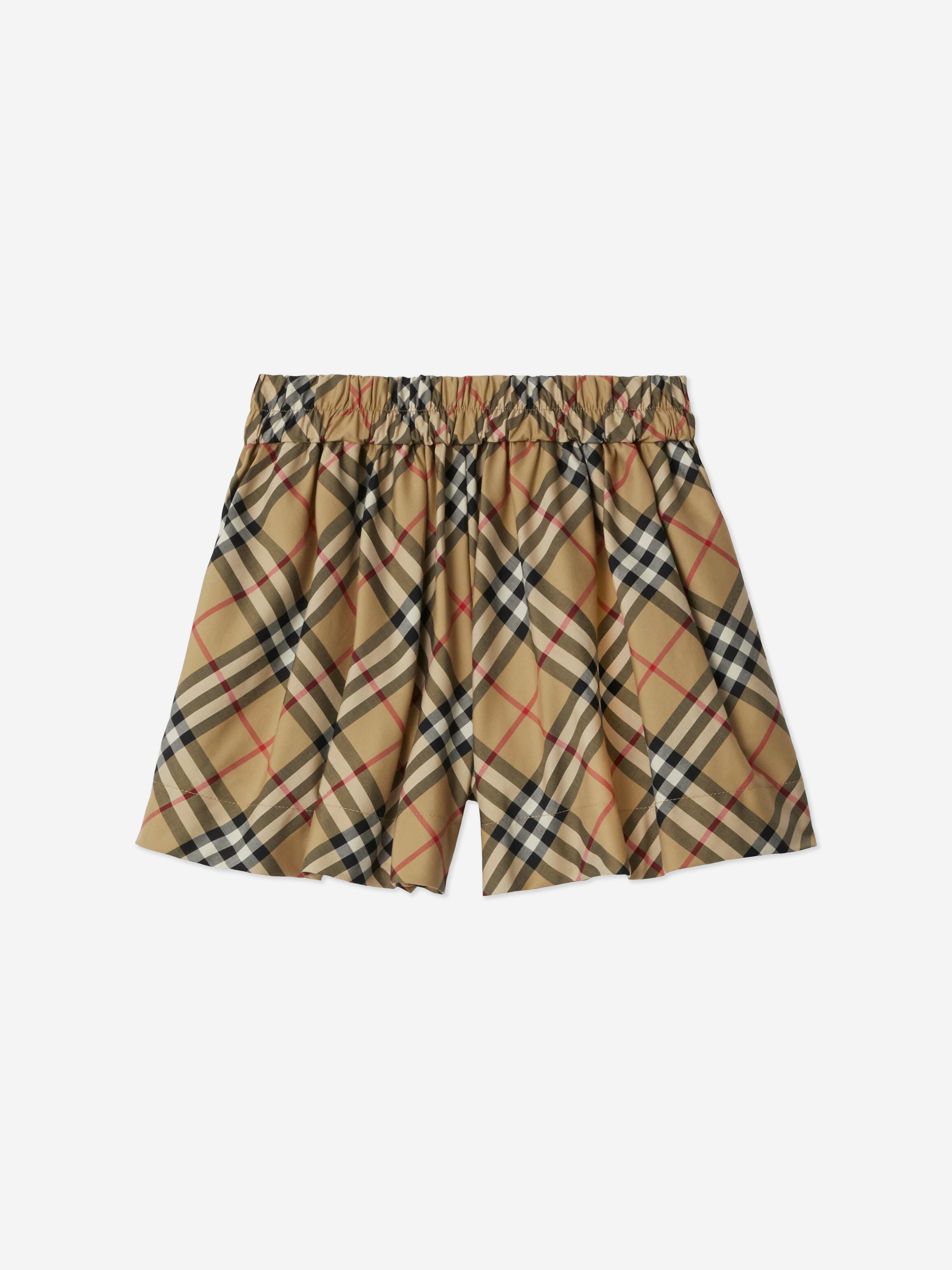 Girls Archive Check Marcy Shorts in Beige