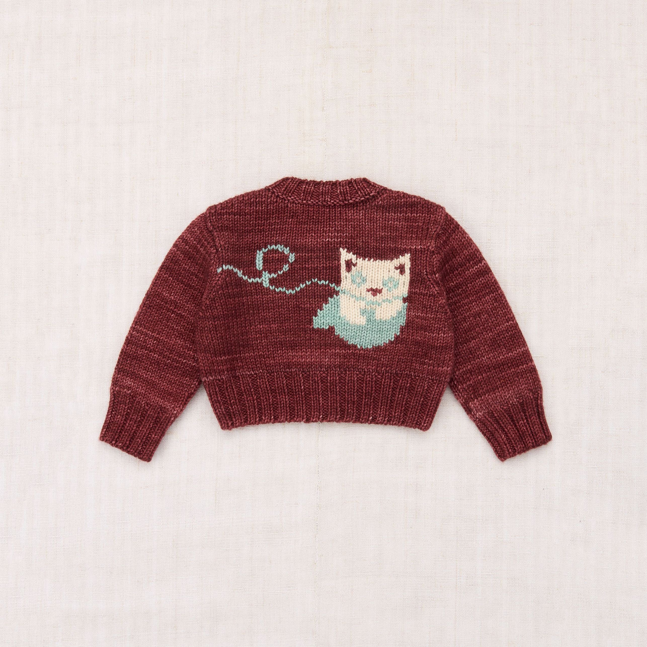 Baby Boys & Girls Brick Red Cat Wool Cardigan