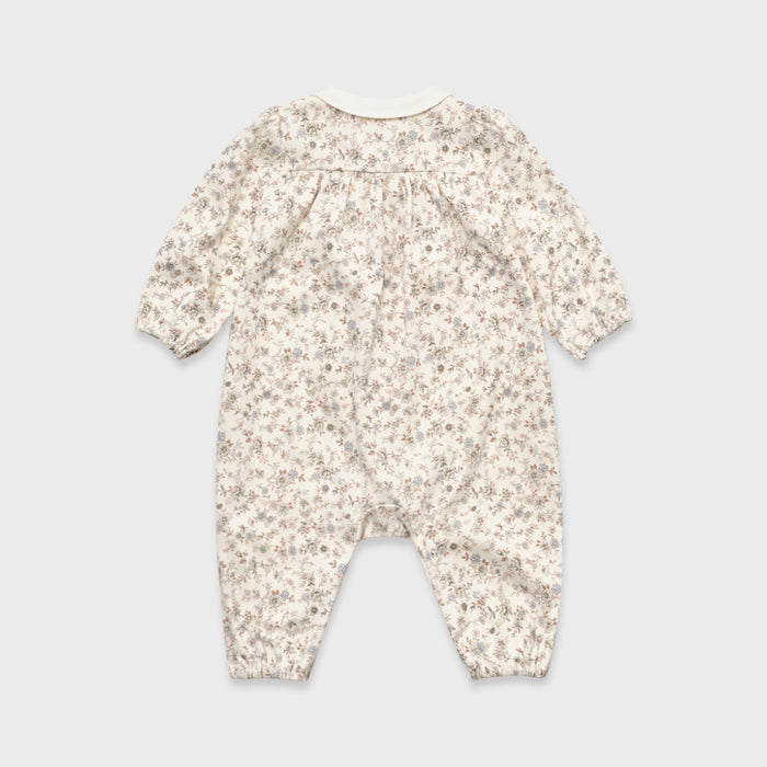 Baby Girls White Floral Cotton Babysuit