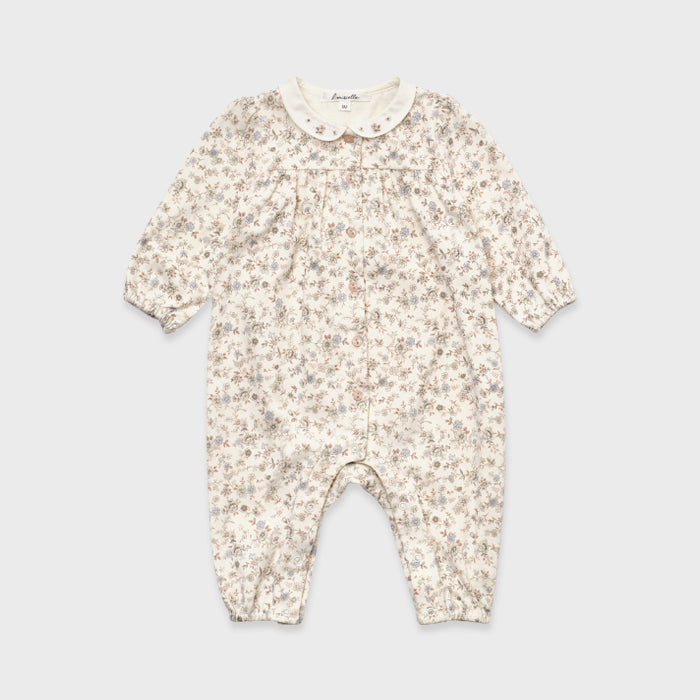 Baby Girls White Floral Cotton Babysuit