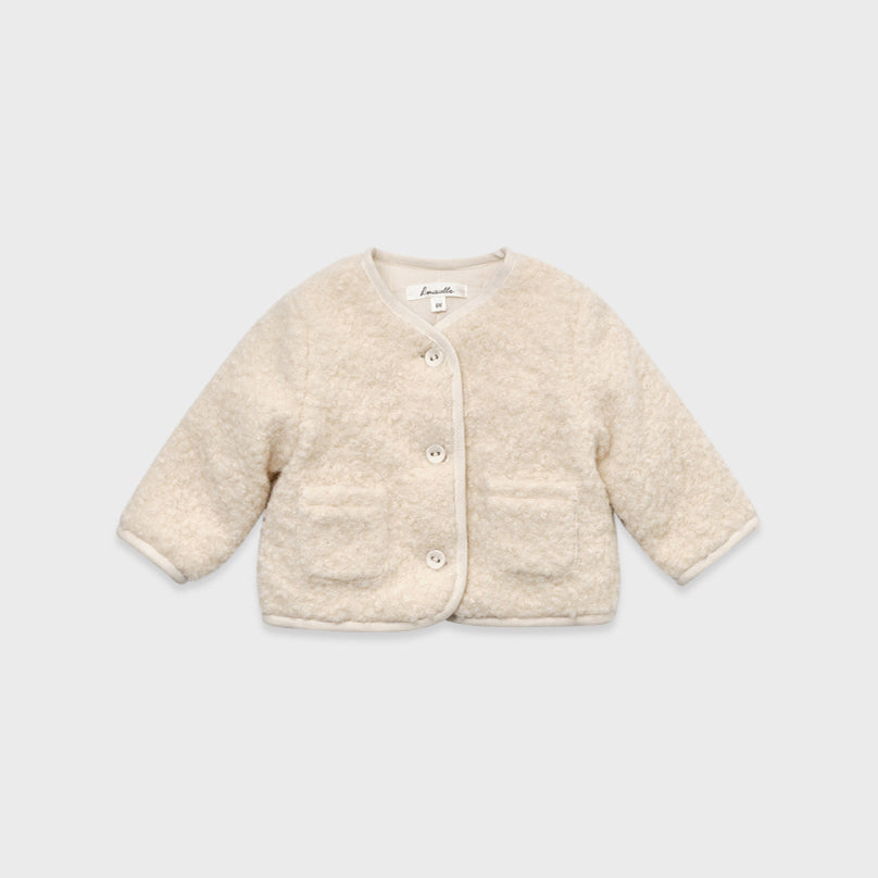 Baby Girls White Sherpa Fleece Padded Jacket