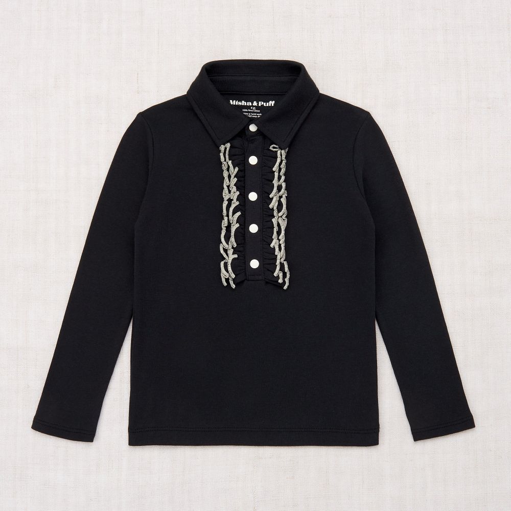 Girls Dark Blue Cotton Polo Shirt