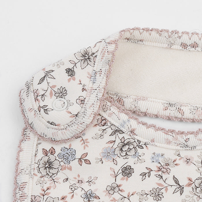 Baby Girls White Floral Cotton Bib
