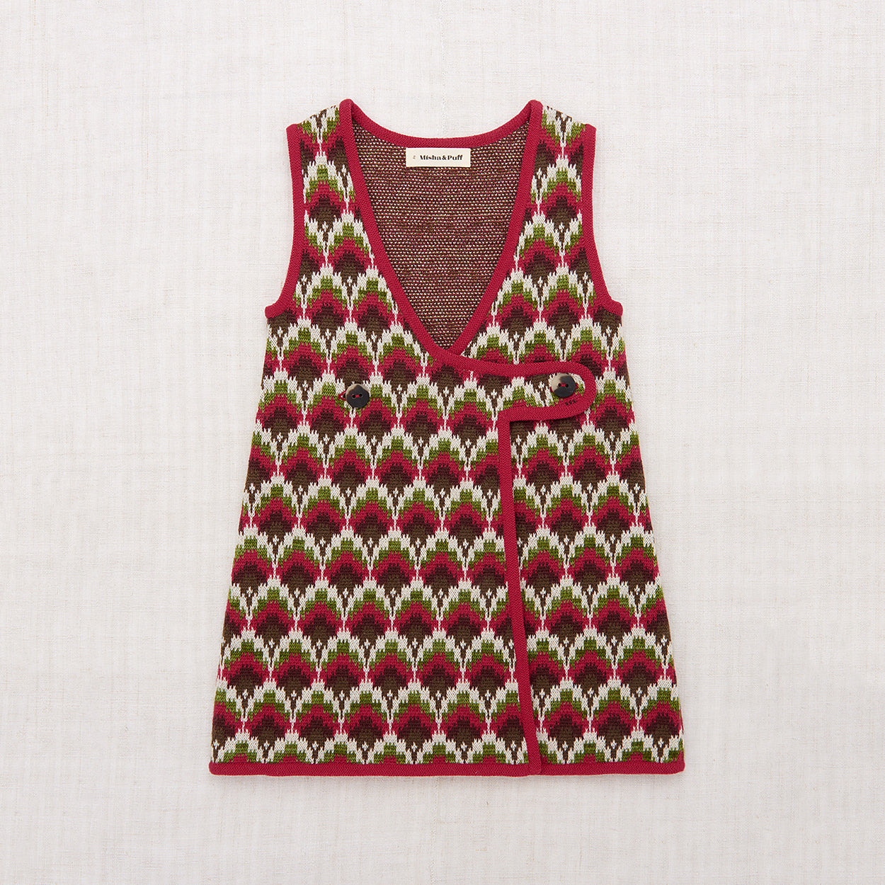 Girls Berry Jacquard Wool Dress