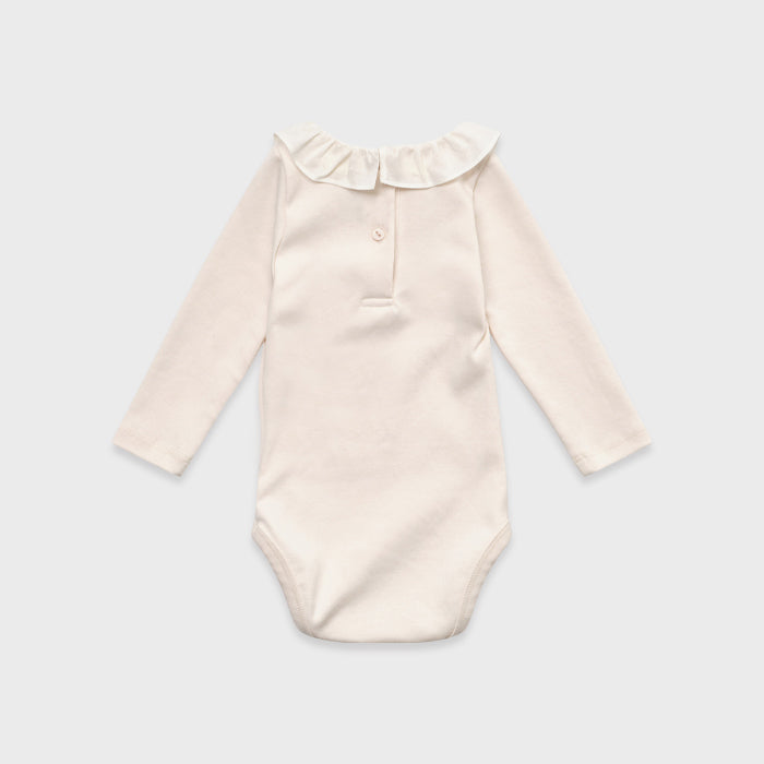 Baby Girls Pale Pink Ruffled Cotton Babysuit