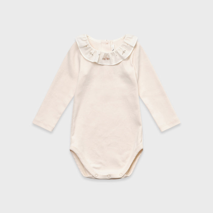 Baby Girls Pale Pink Ruffled Cotton Babysuit