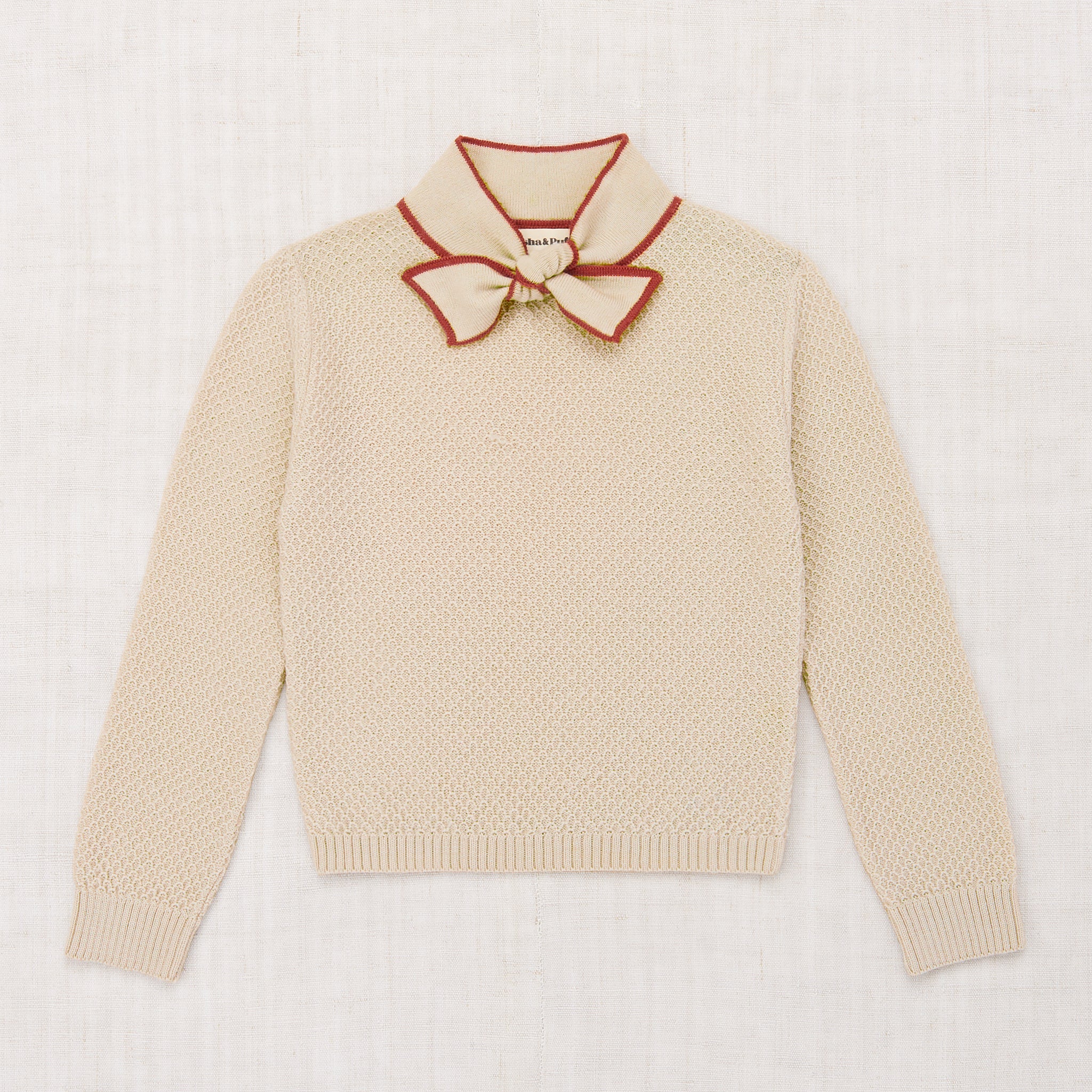 Girls White Bow Wool Sweater