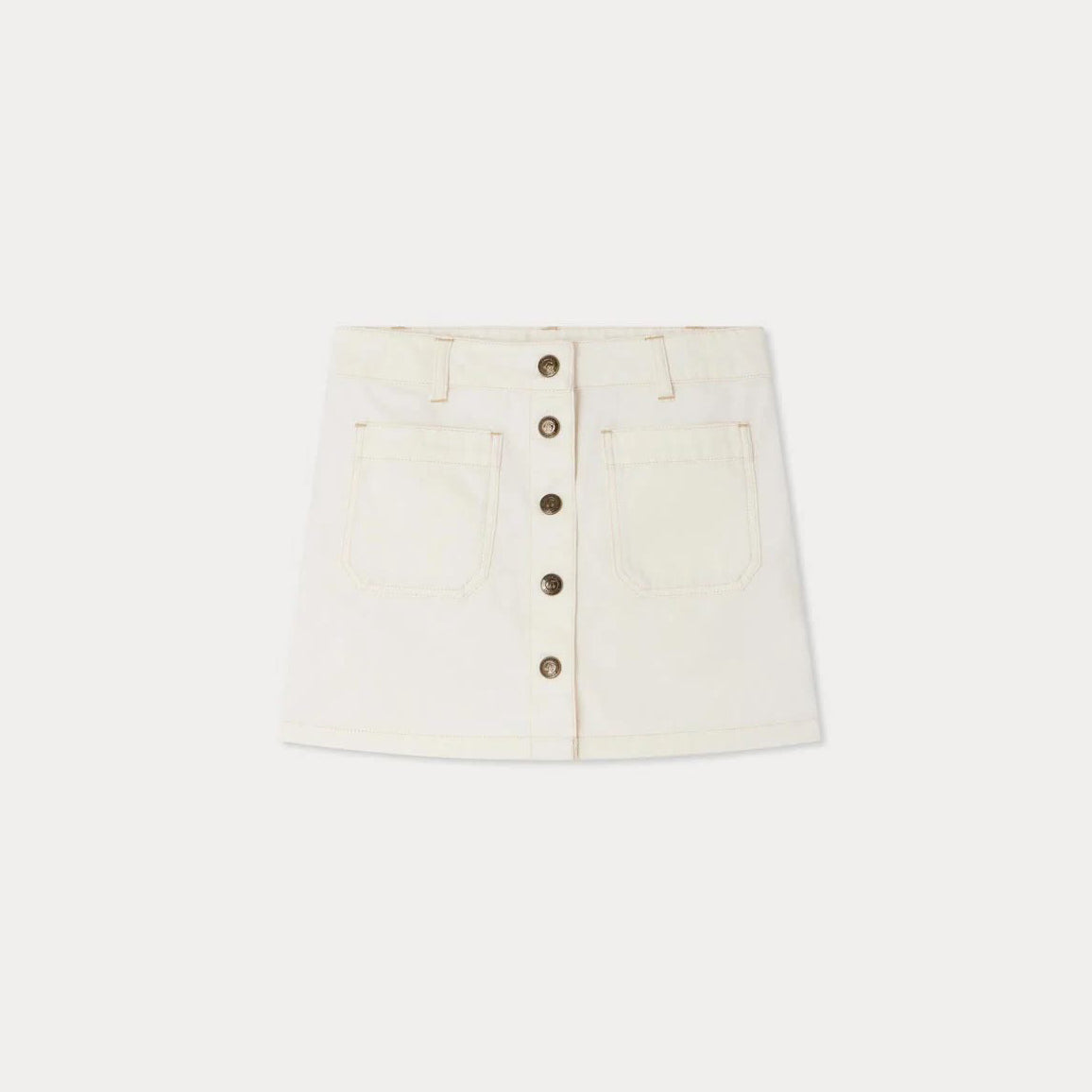 Girls White Cotton Skirt