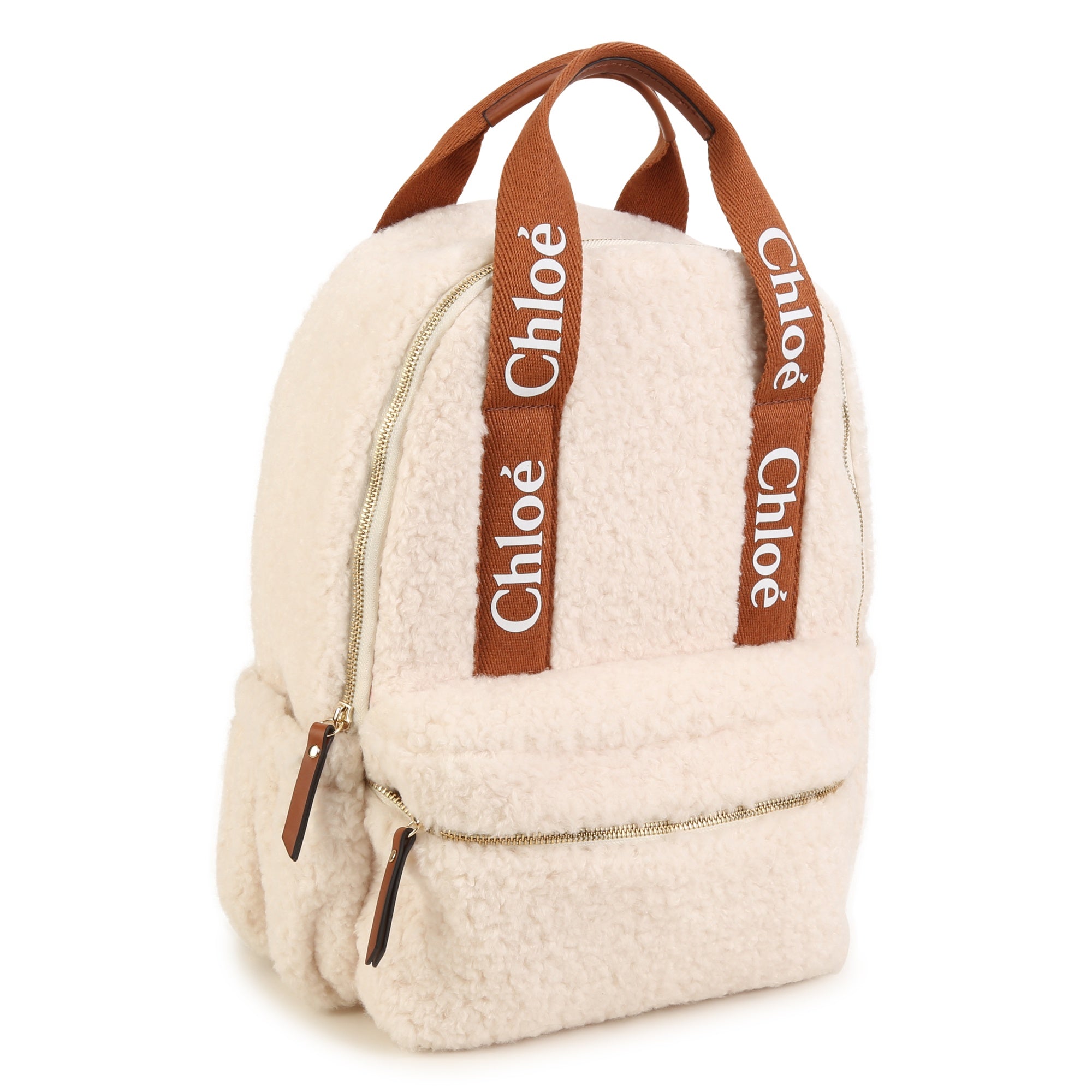Girls White Logo Sherpa Fleece Backpack(36cm)