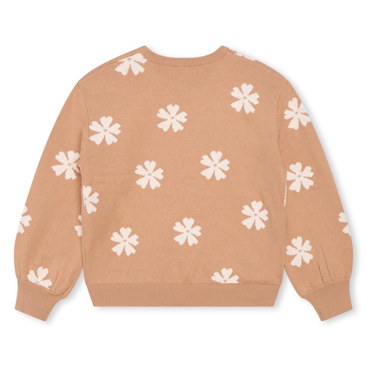 Girls Beige Flower Sweater