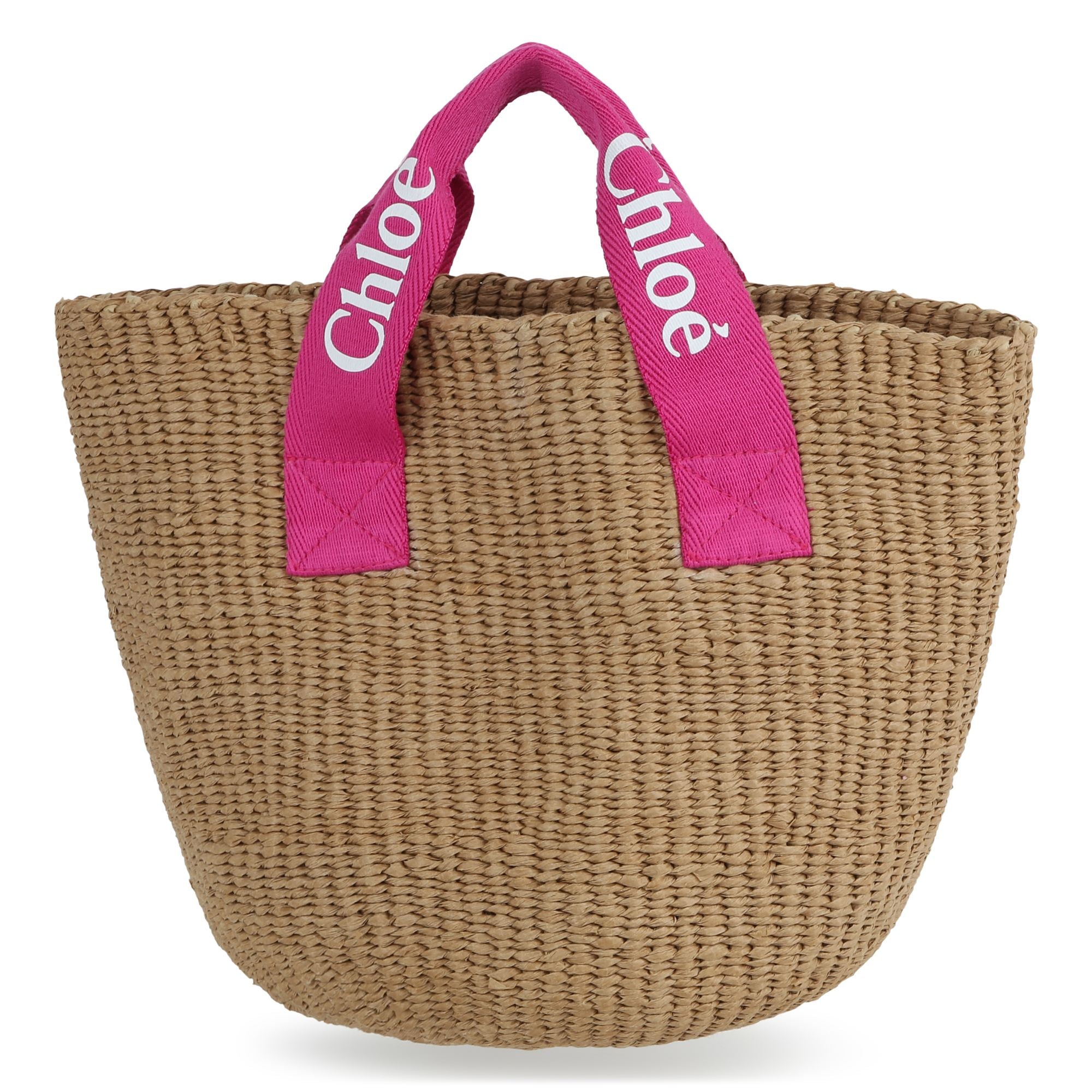 Girls Beige Woven Straw Handbag