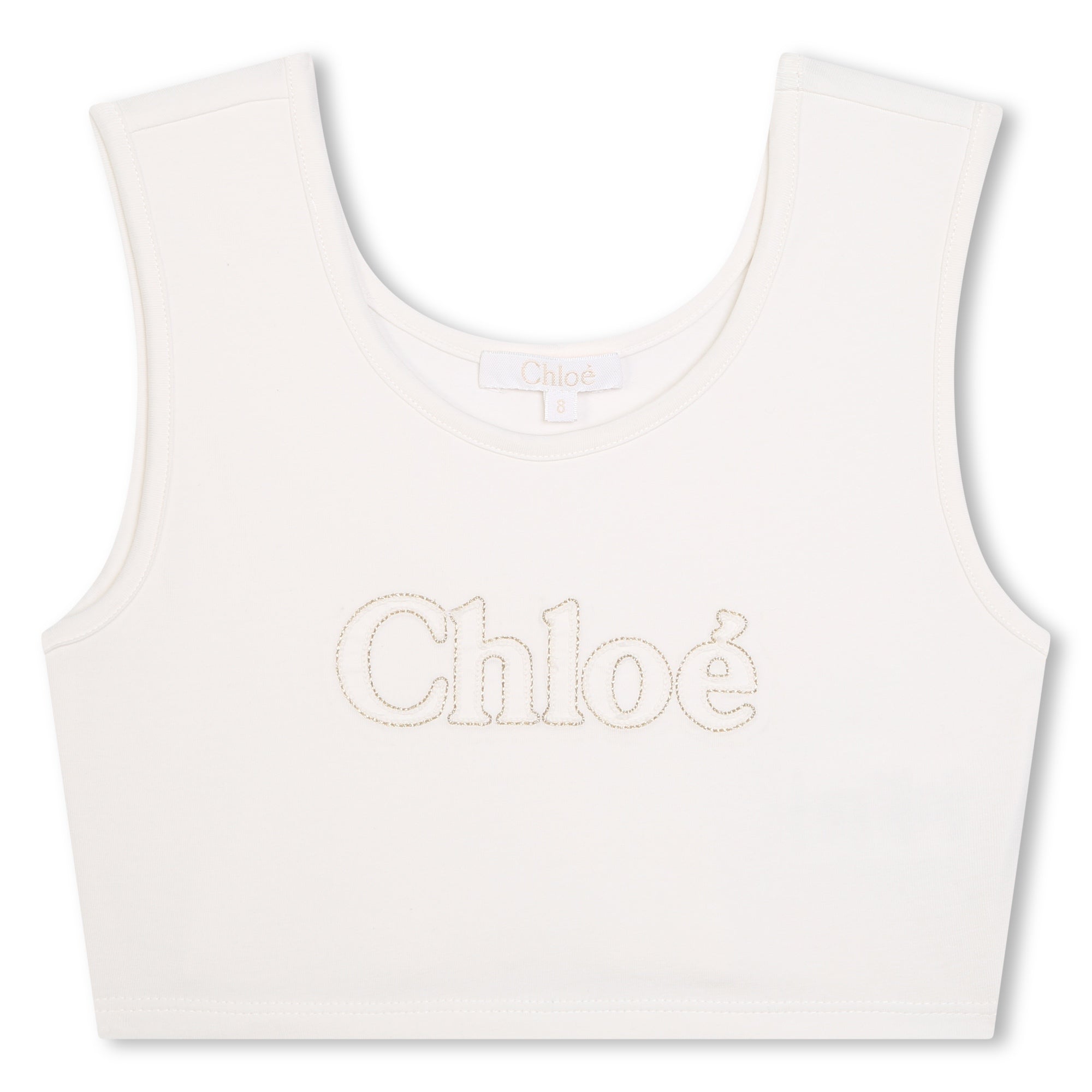 Girls White Logo Cotton Vest