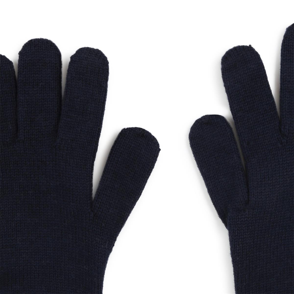 Girls Dark Blue Cotton Mittens