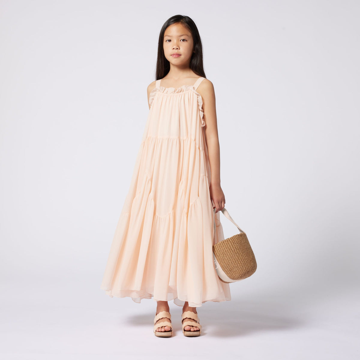 Sac à main tissé beige pour filles (L17cmxH18cm)