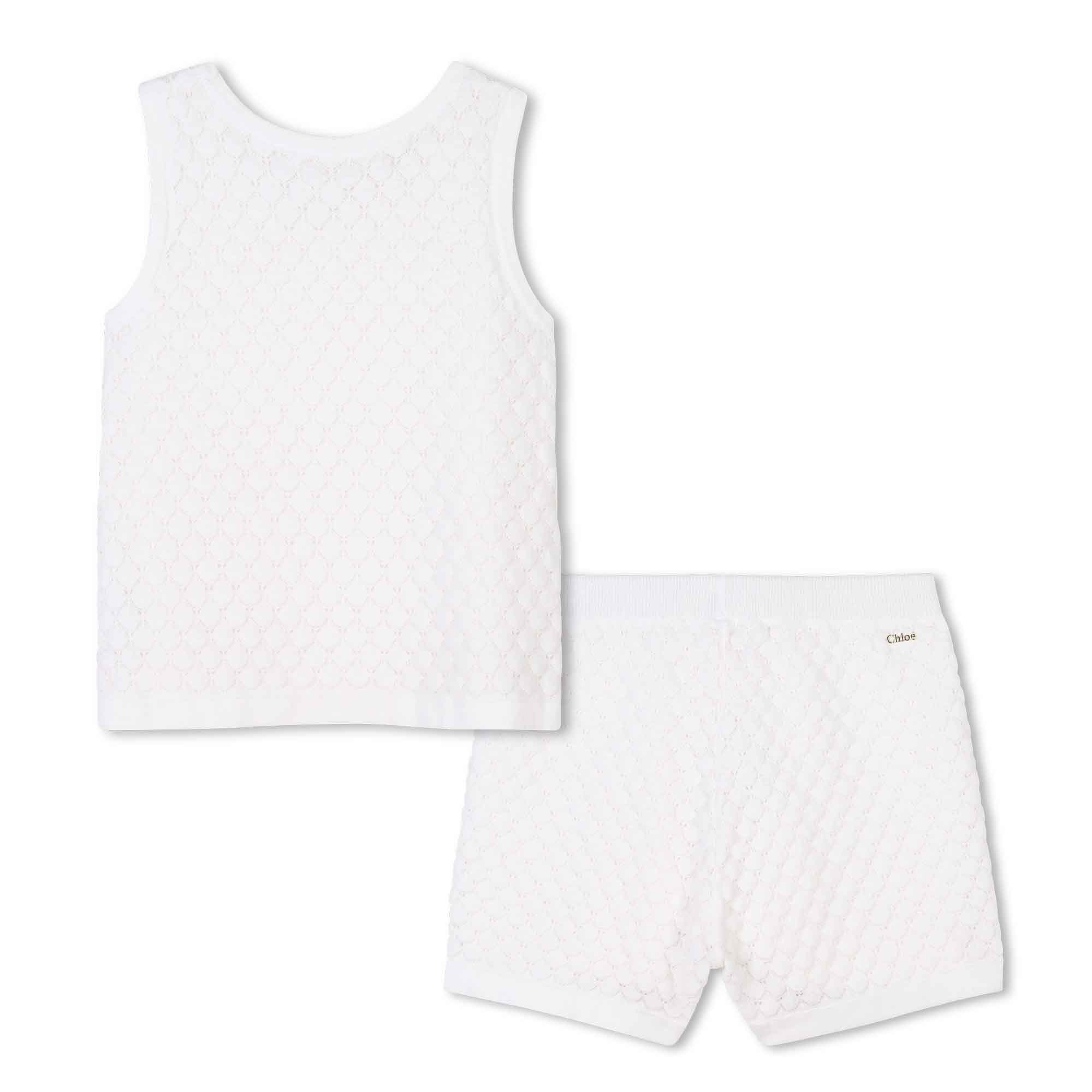 Girls White Knit Cotton Set