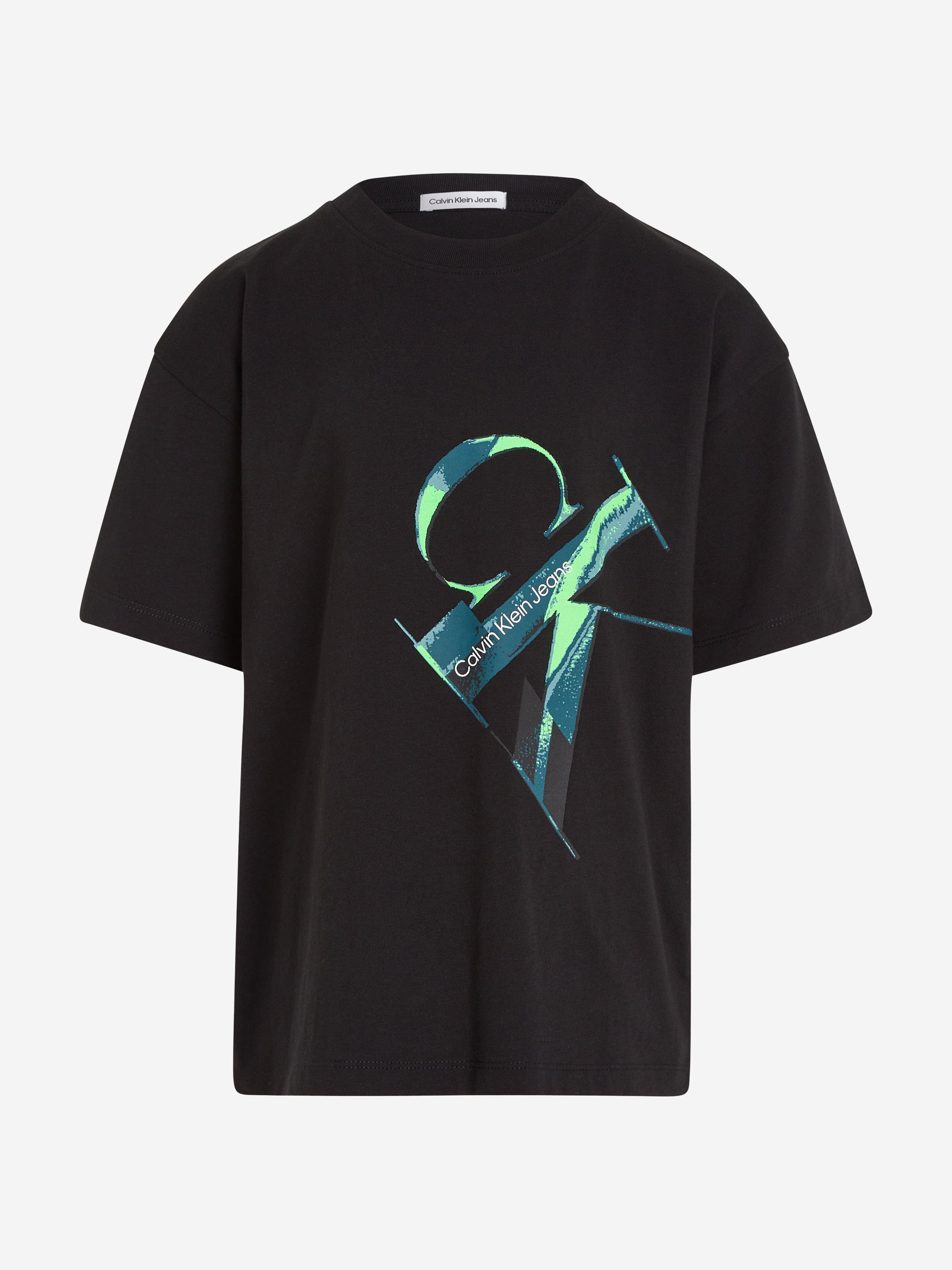 Calvin Klein Boys Hyper Real Monogram T-Shirt in Black