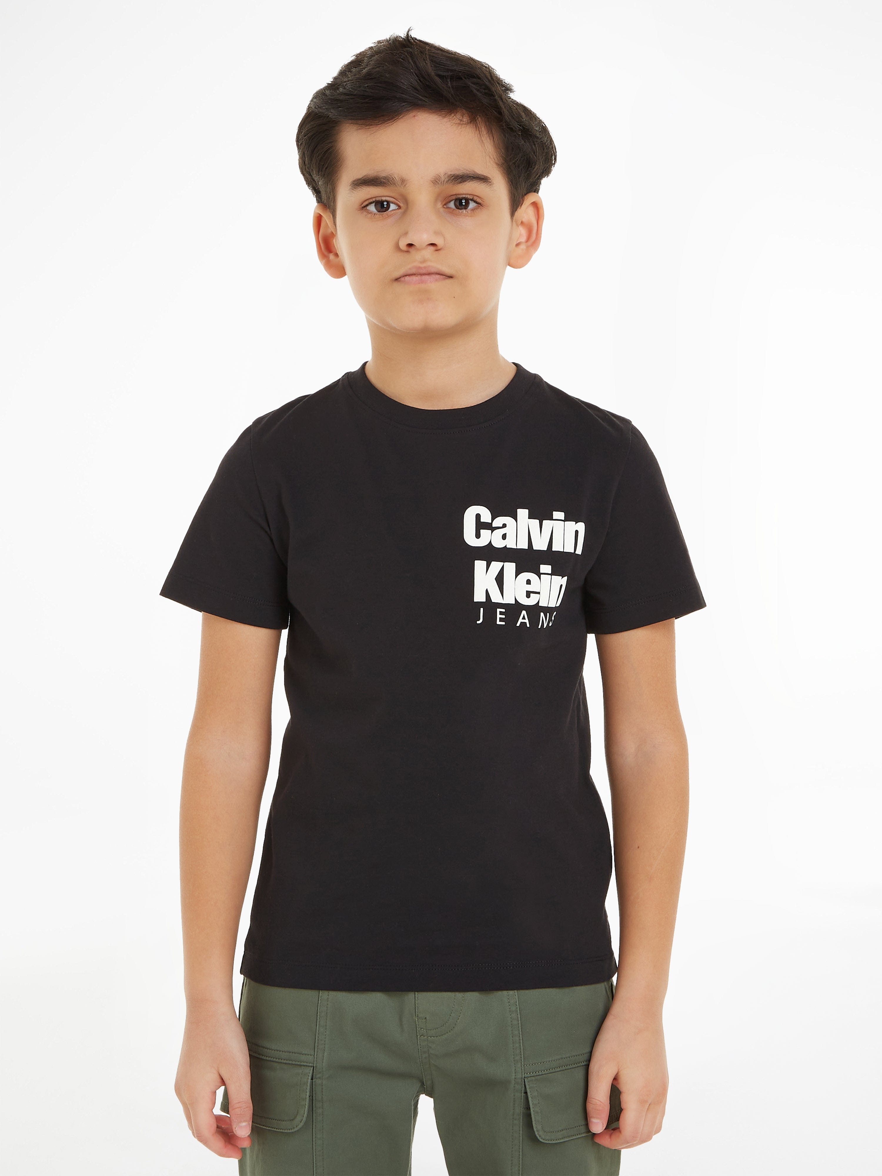 Calvin Klein Boys Mini Blown-Up Logo T-Shirt in Black