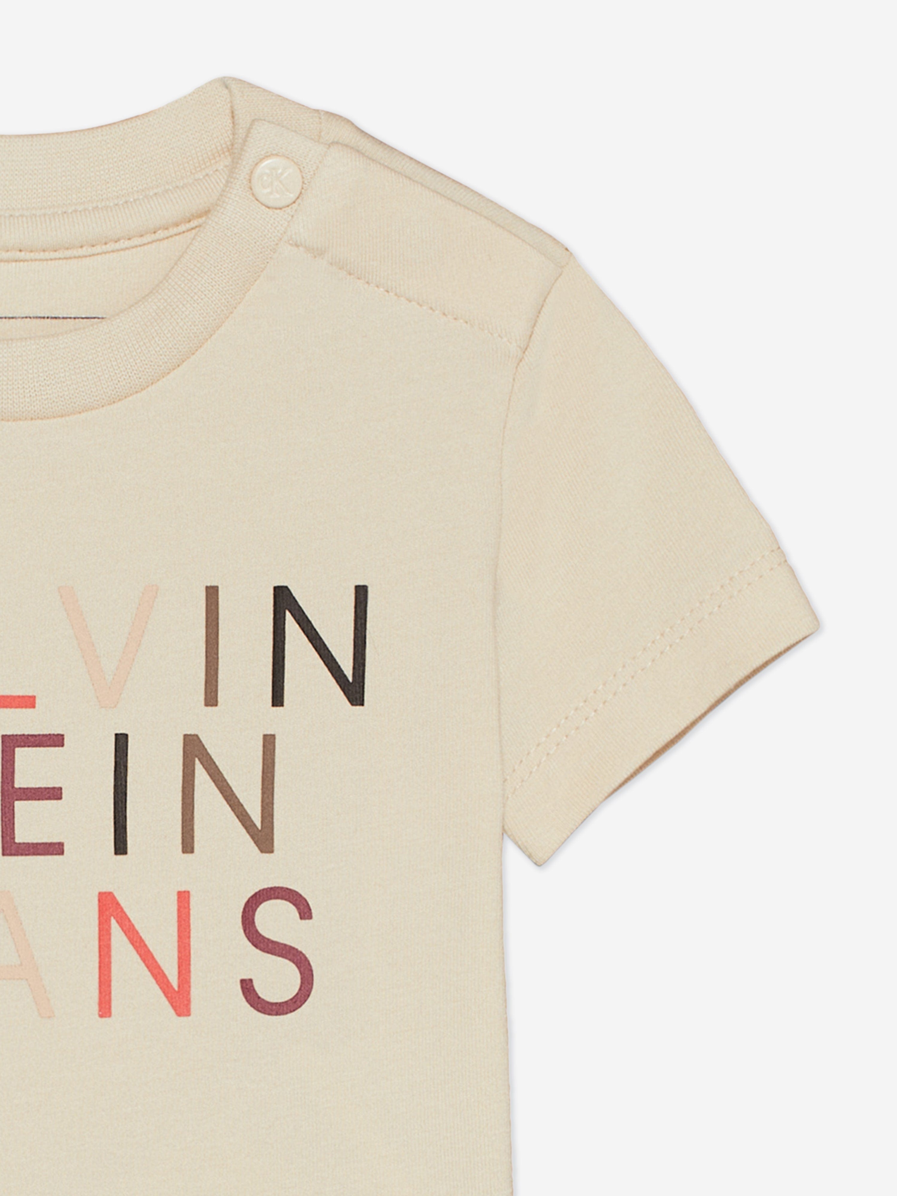 Calvin Klein Baby City Logo T-Shirt in Beige