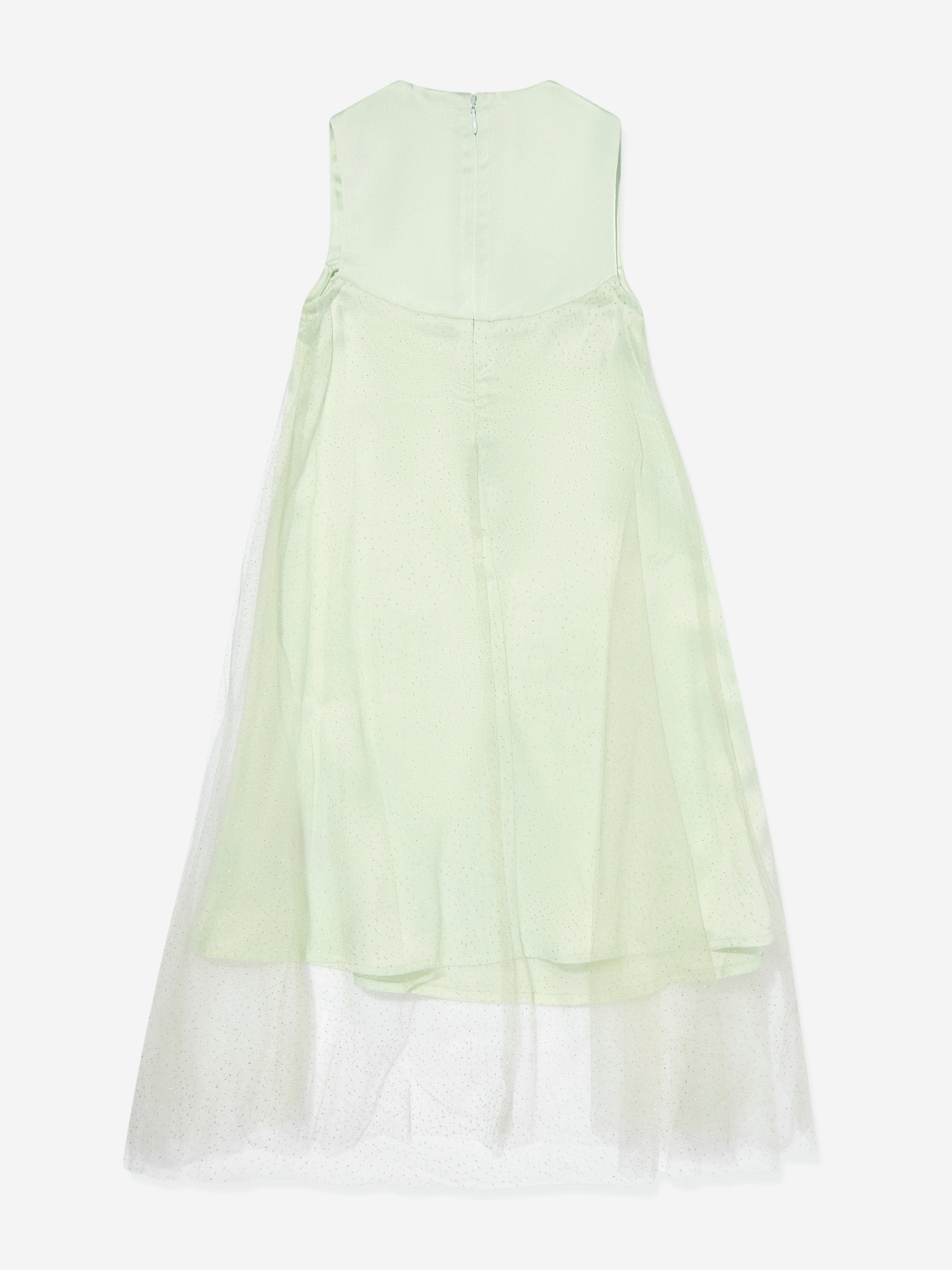 Calvin Klein Girls Shimmer Layered Dress in Green