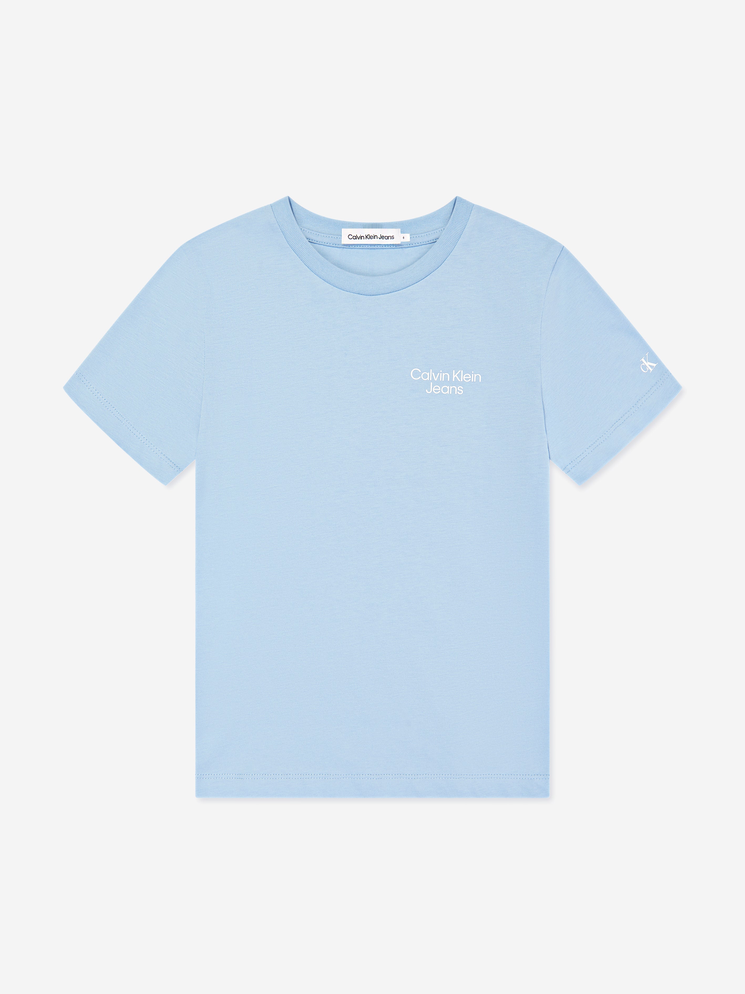 Calvin Klein Boys CKJ Stack Logo T-Shirt in Blue