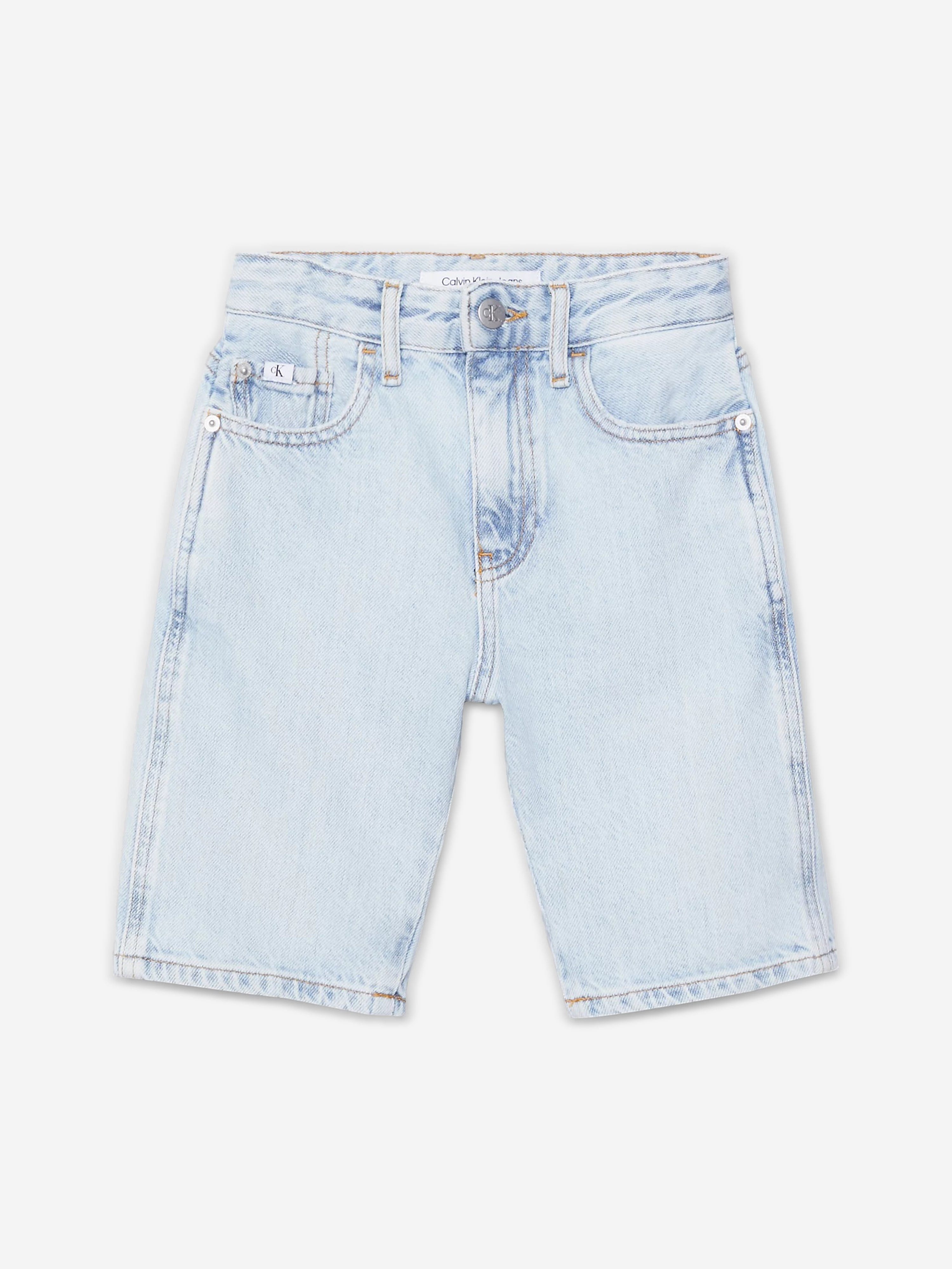 Calvin Klein Boys Relaxed Denim Shorts in Blue