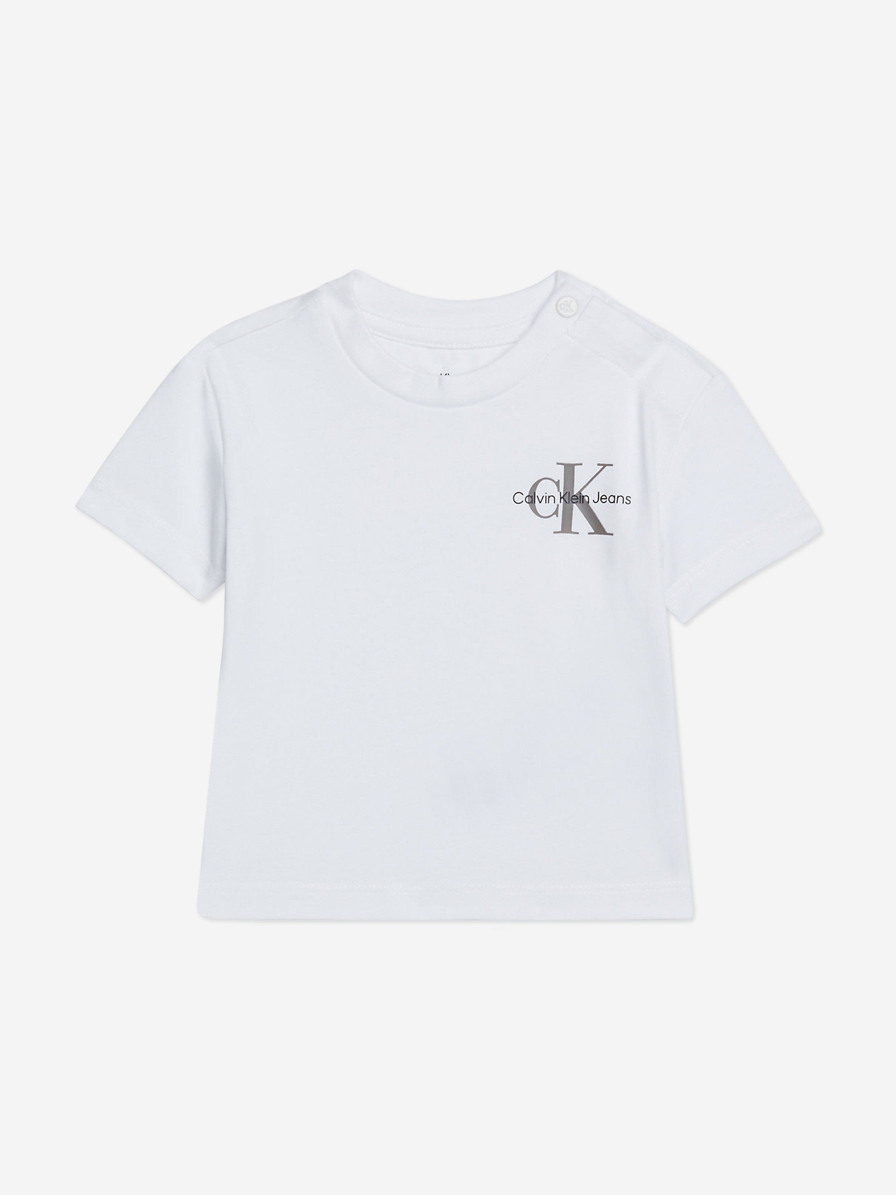 Calvin Klein Baby Monogram Logo Shorts Set in White