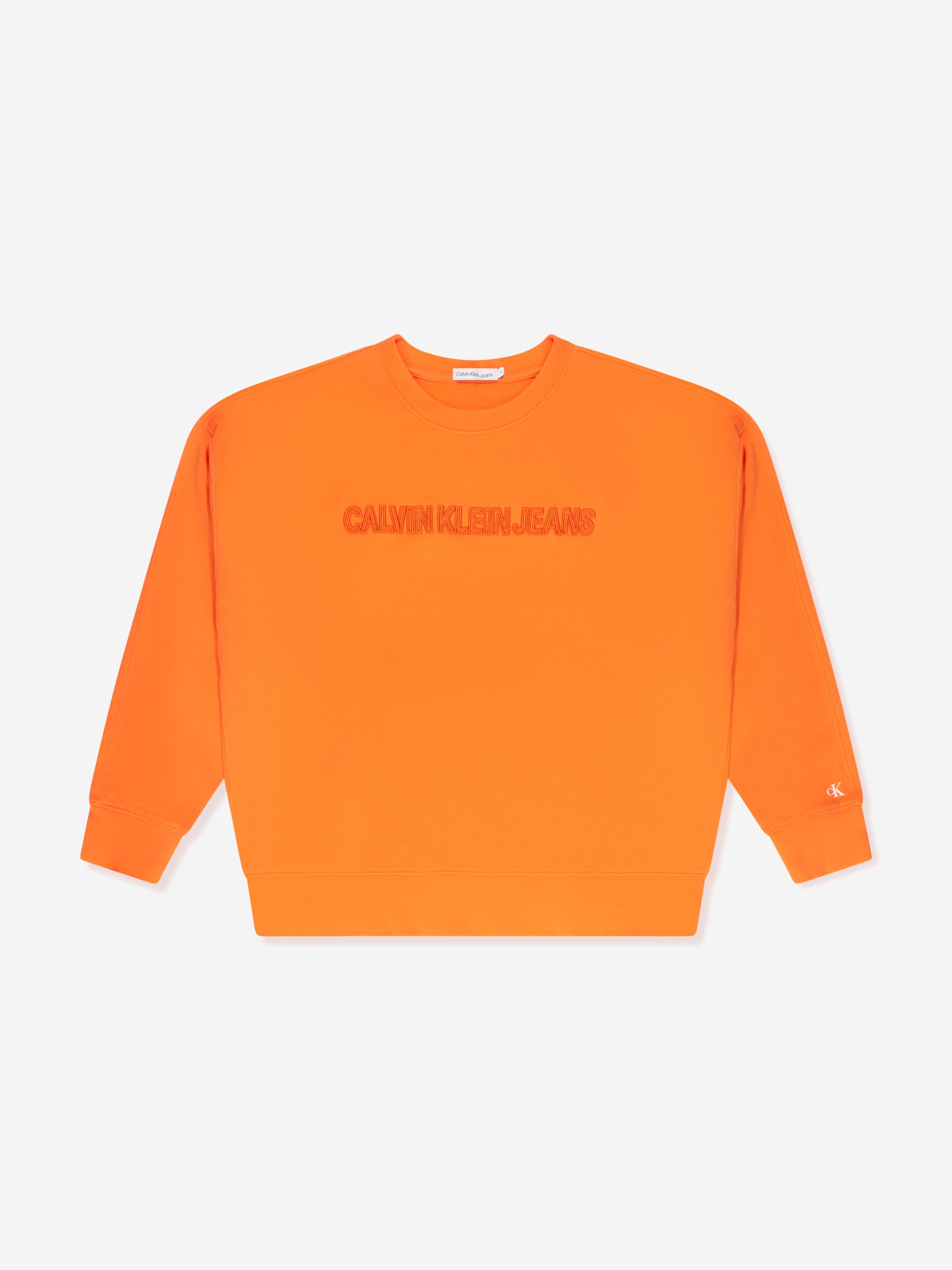 Calvin Klein Boys Raised Embroidered Sweatshirt in Orange