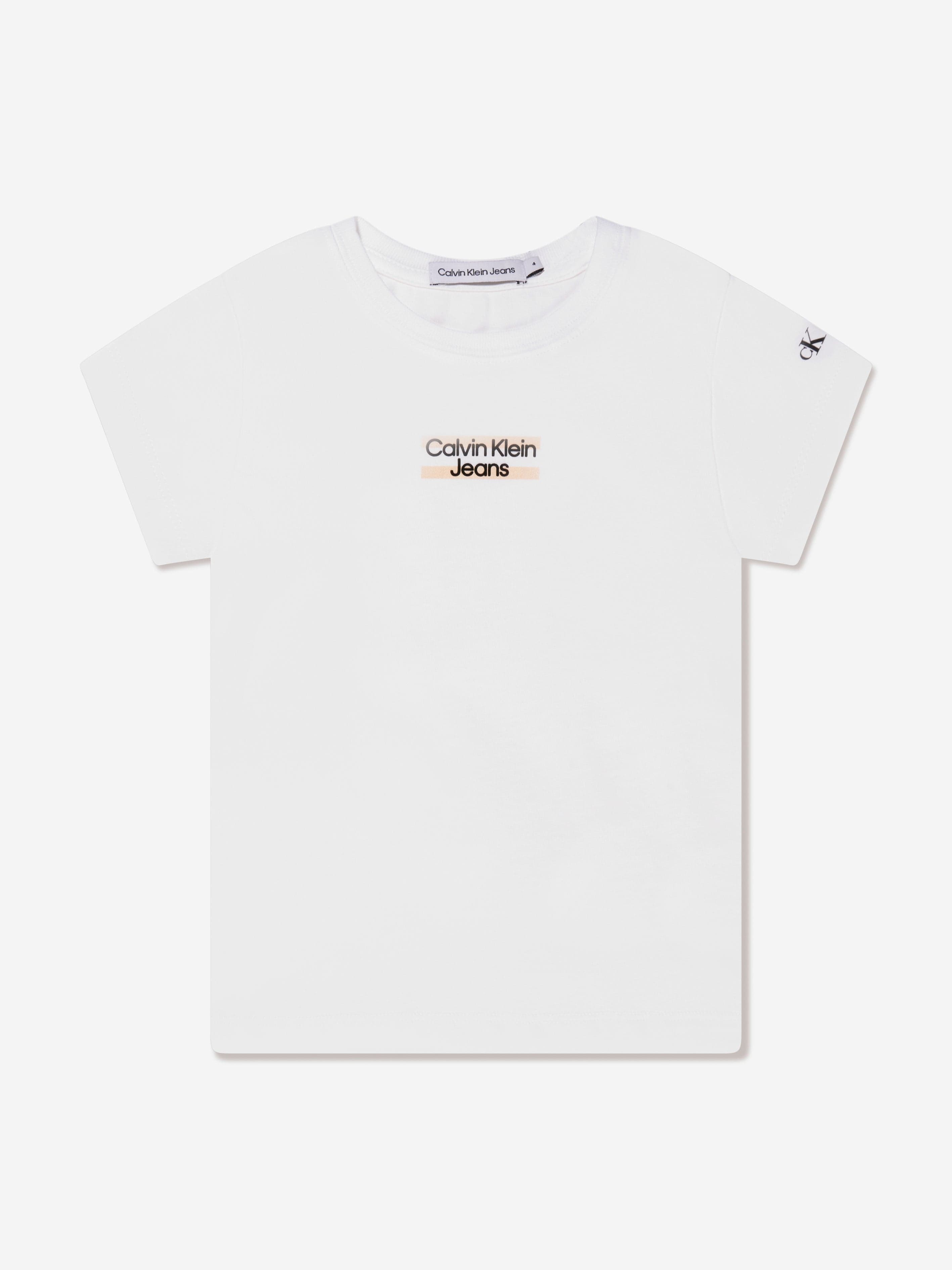 Calvin Klein Girls Hero Logo Slim Fit T-Shirt in White