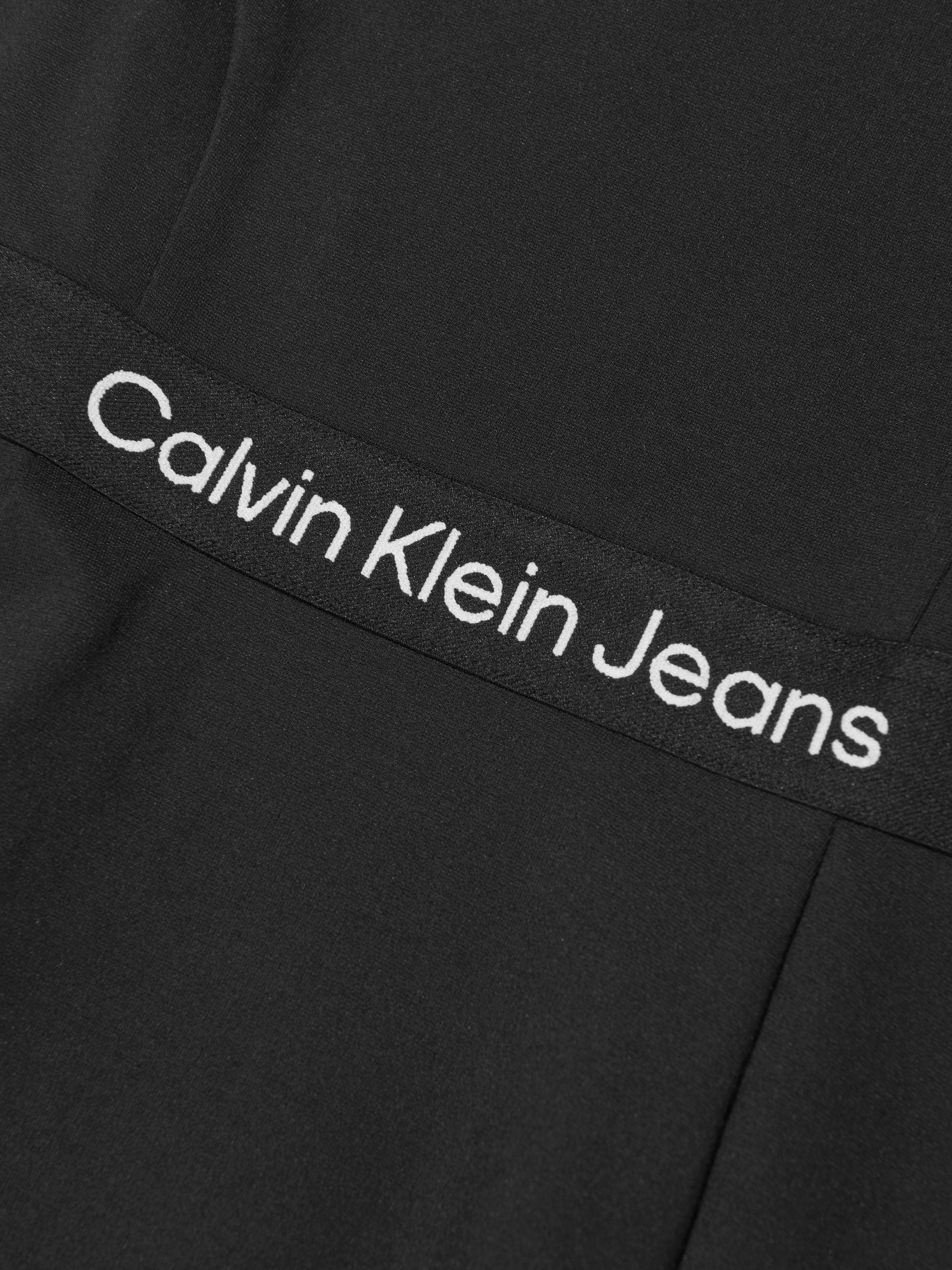 Calvin Klein Girls Logo Tape Punto Sleeveless Dress in Black