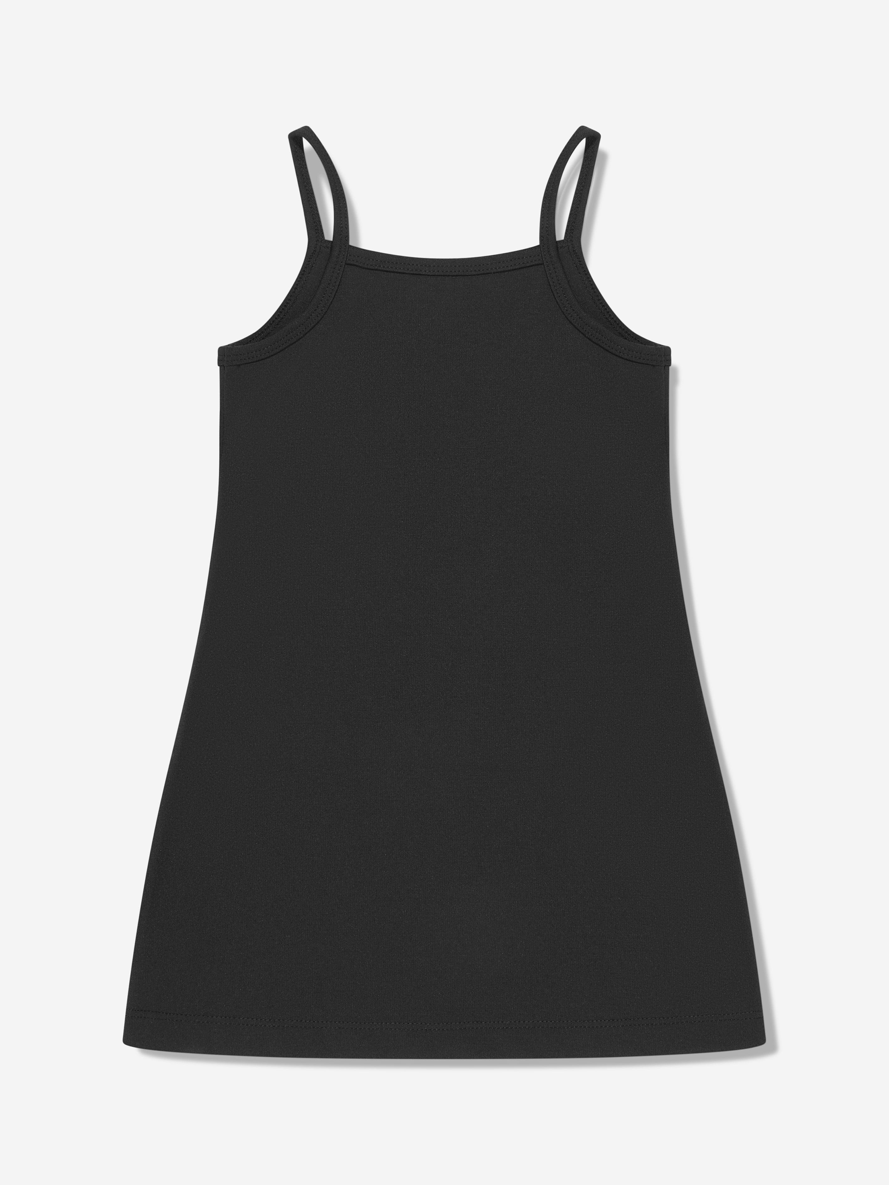 Calvin Klein Girls Stack Logo Punto Strap Dress in Black